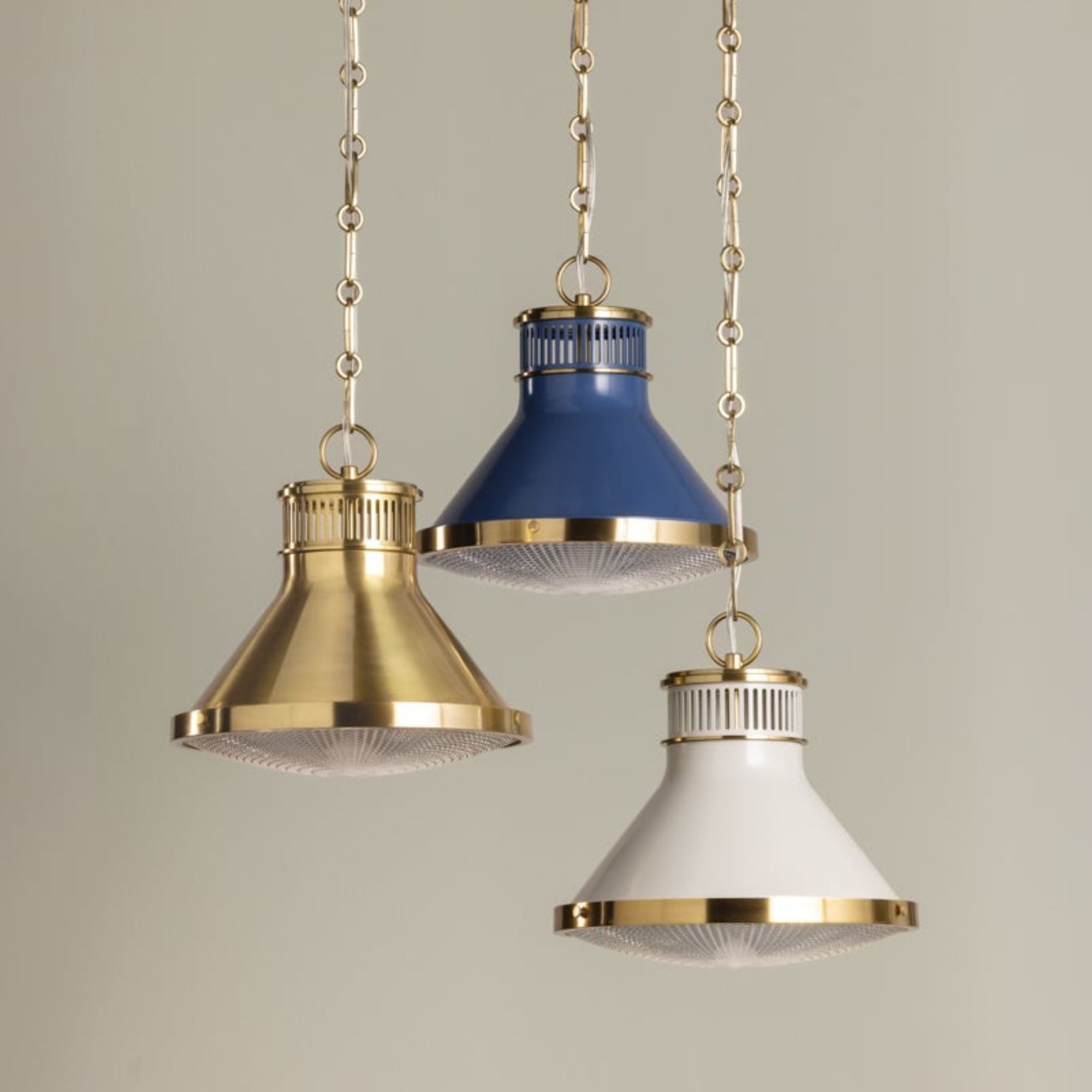 Highclere 13" Pendant, Aged Brass/Off-White Finish
