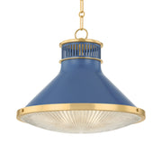 Highclere 18" Pendant, Aged Brass/Soft French Blue Finish