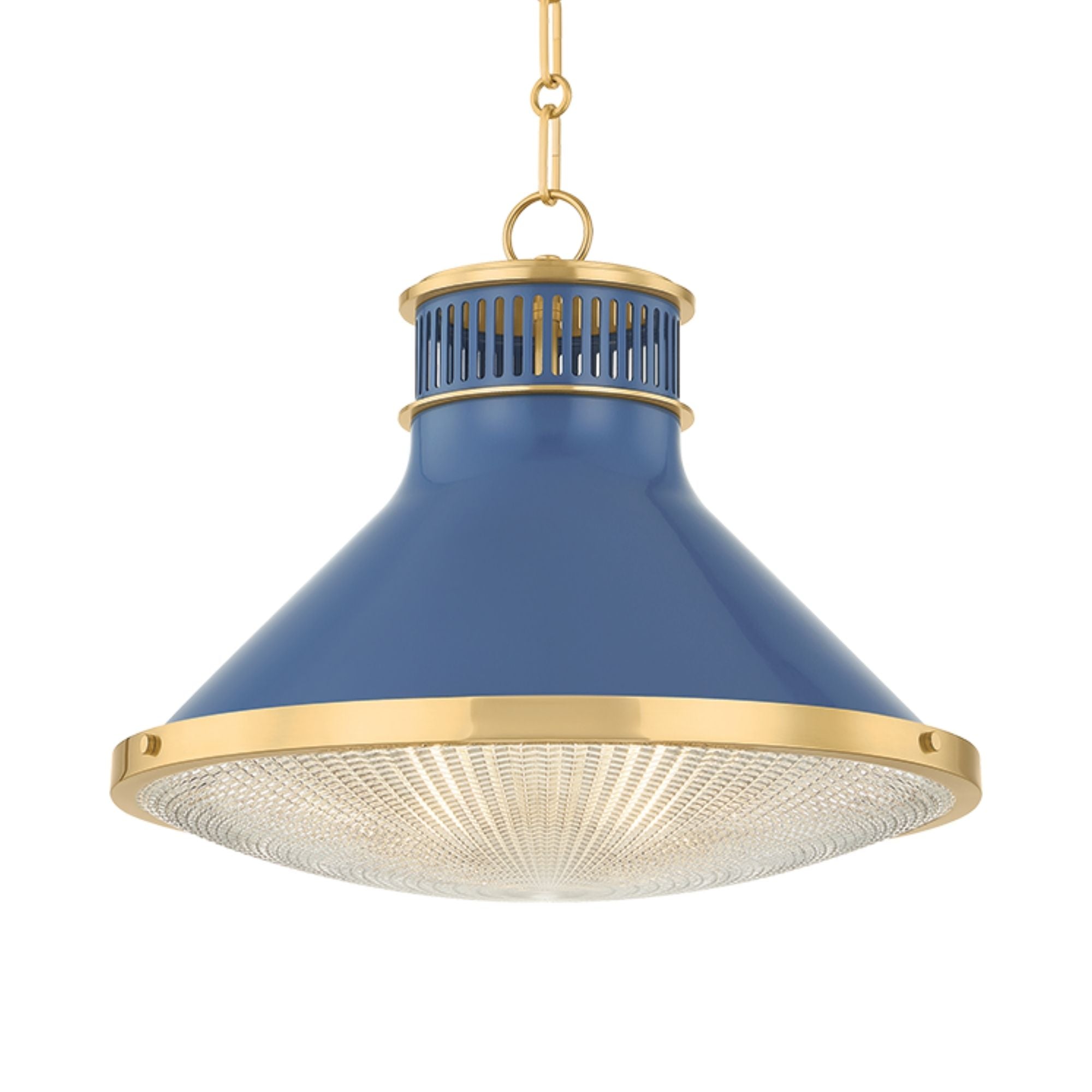 Highclere 18" Pendant, Aged Brass/Soft French Blue Finish