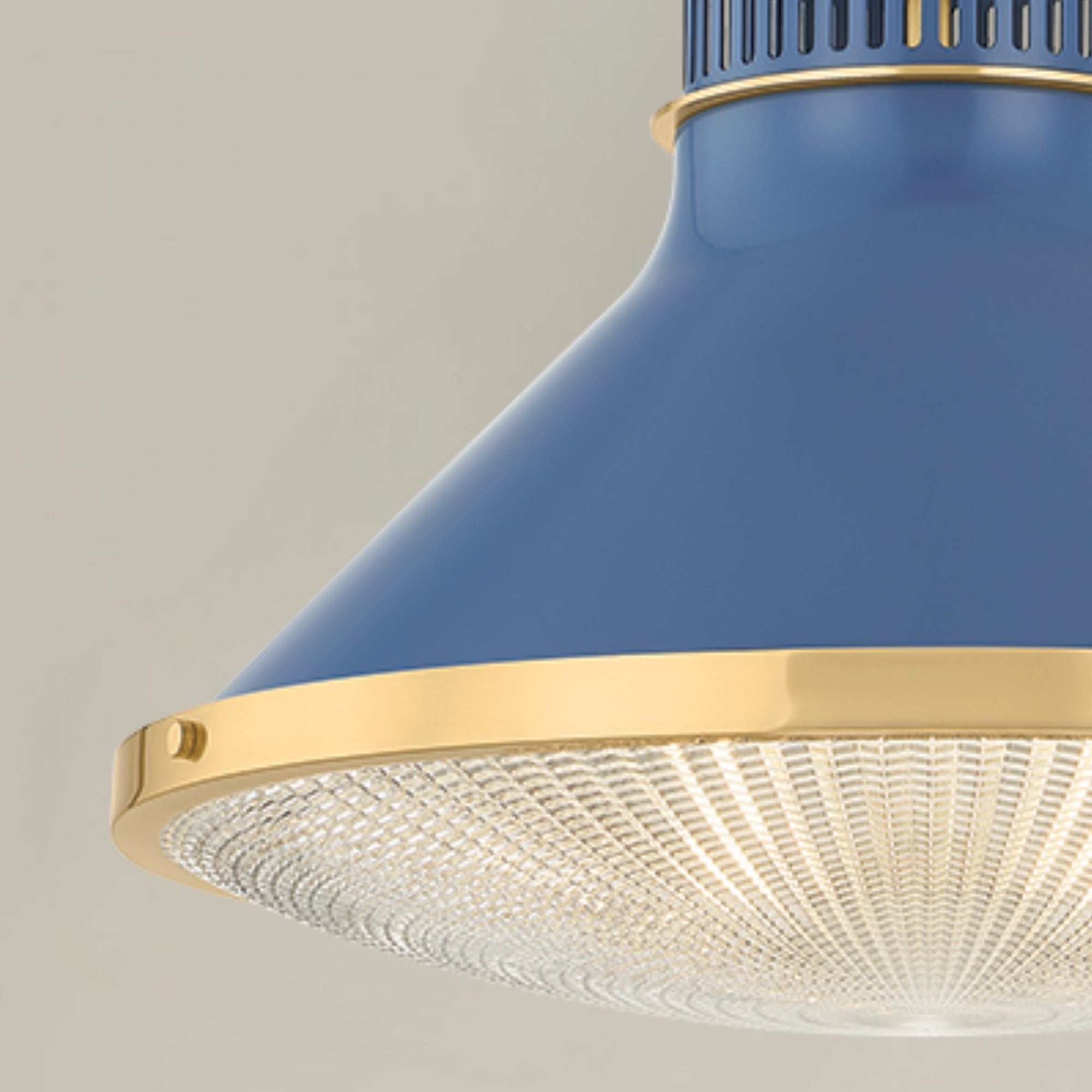 Highclere 18" Pendant, Aged Brass/Soft French Blue Finish