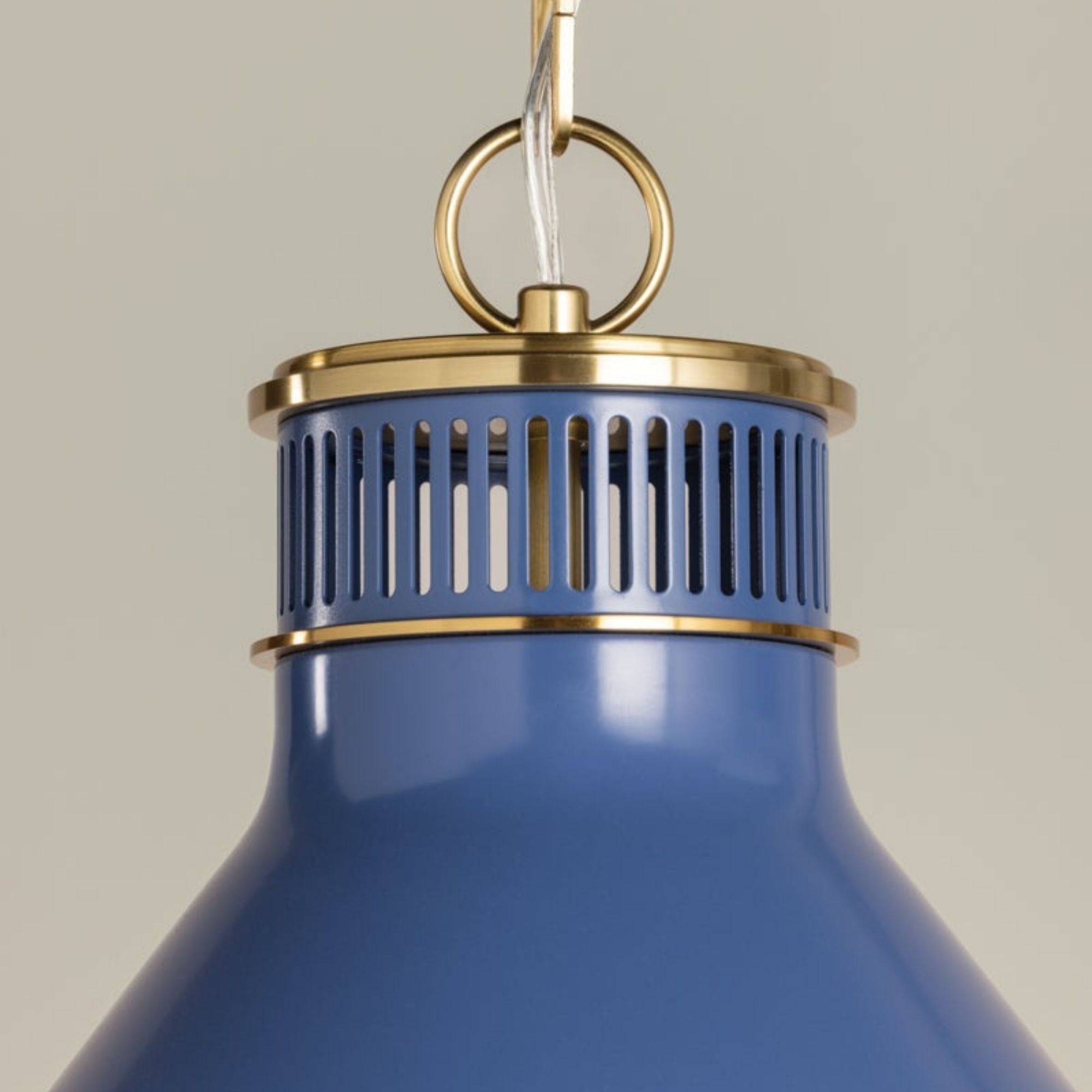Highclere 18" Pendant, Aged Brass/Soft French Blue Finish