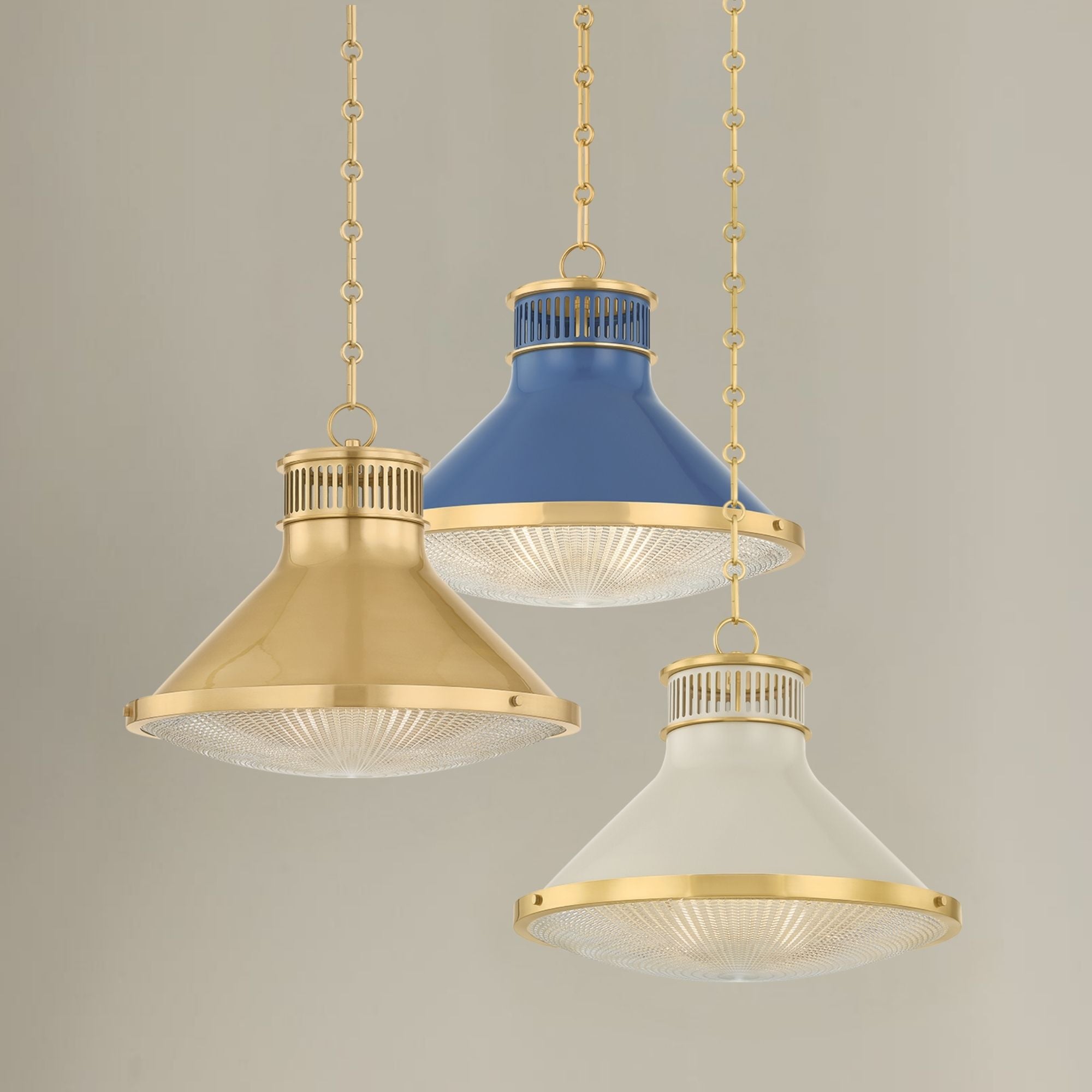 Highclere 18" Pendant, Aged Brass/Soft French Blue Finish
