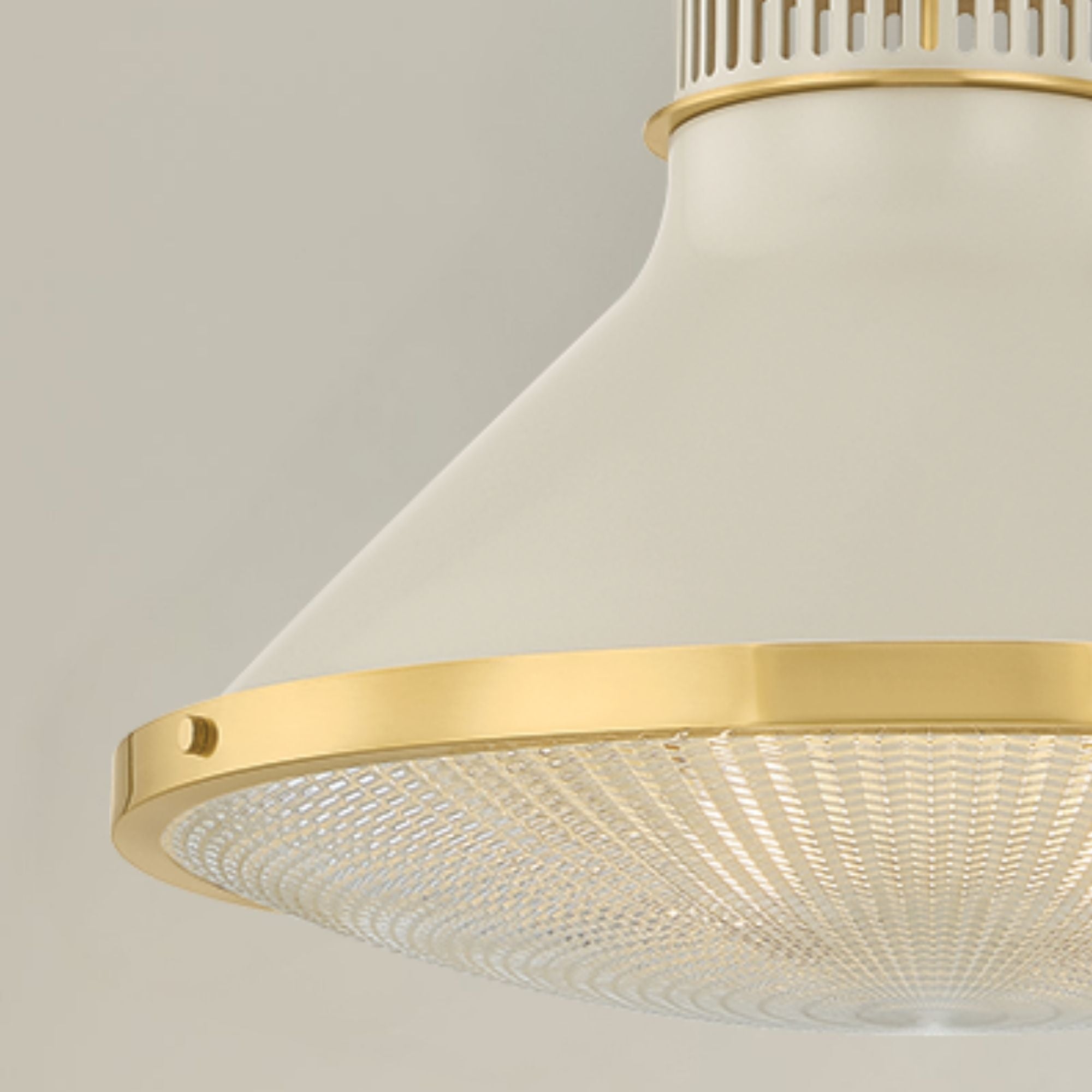 Highclere 18" Pendant, Aged Brass/Off-White Finish
