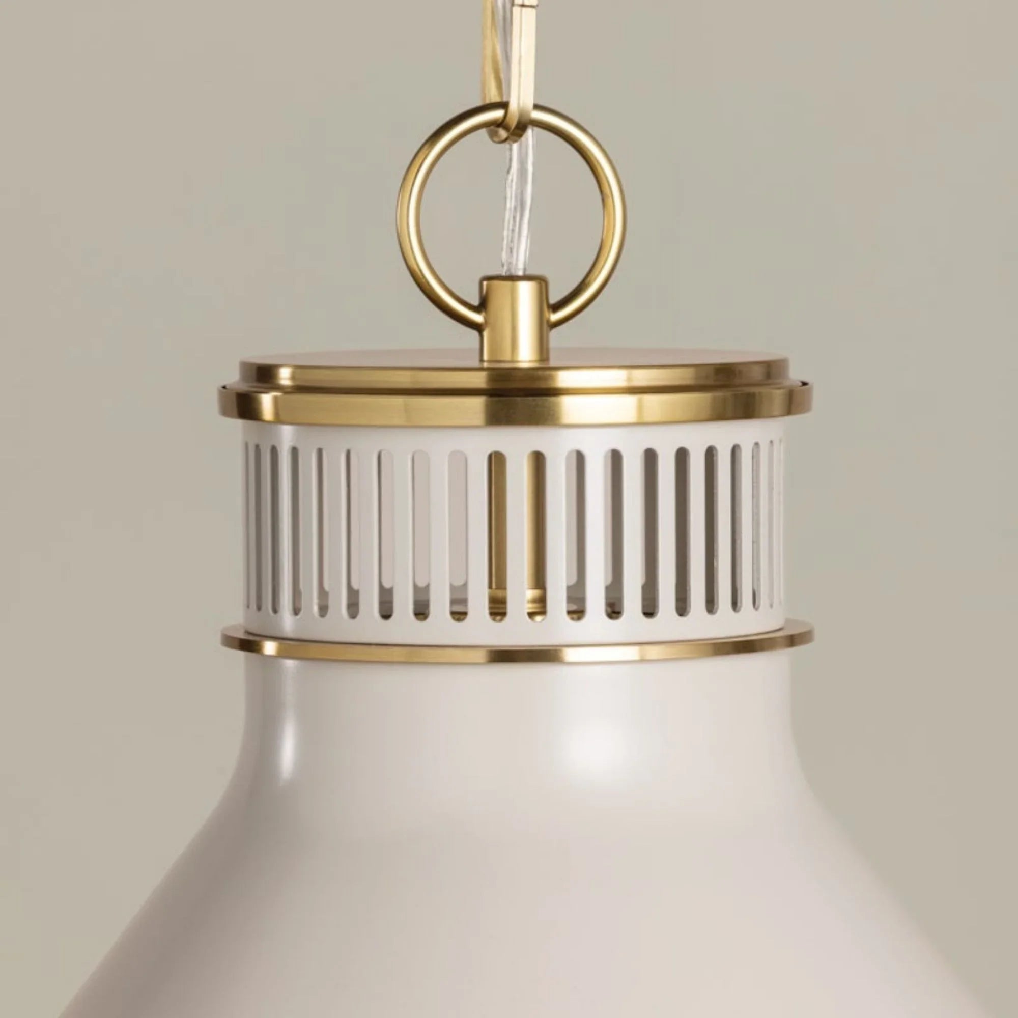 Highclere 18" Pendant, Aged Brass/Off-White Finish