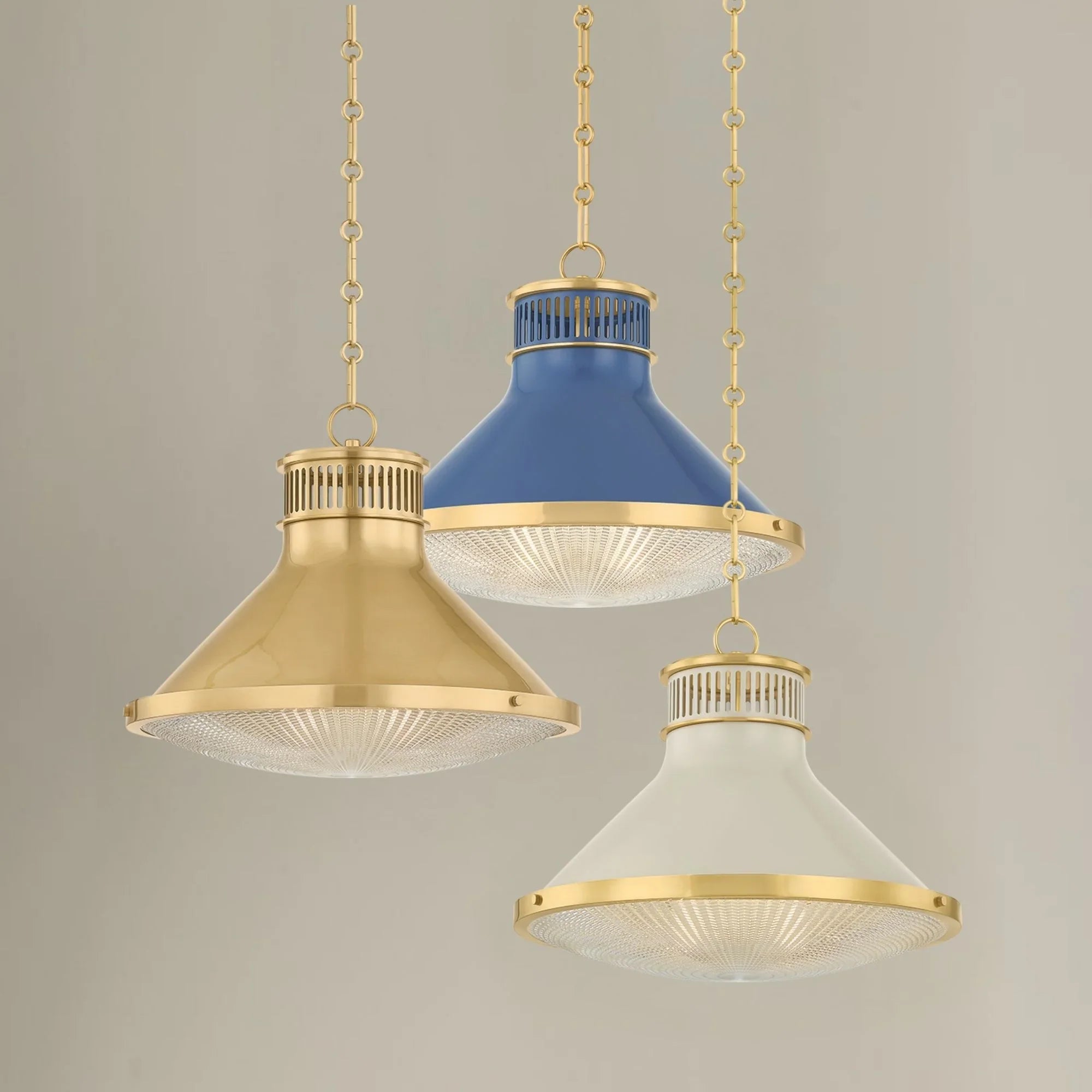 Highclere 18" Pendant, Aged Brass/Off-White Finish
