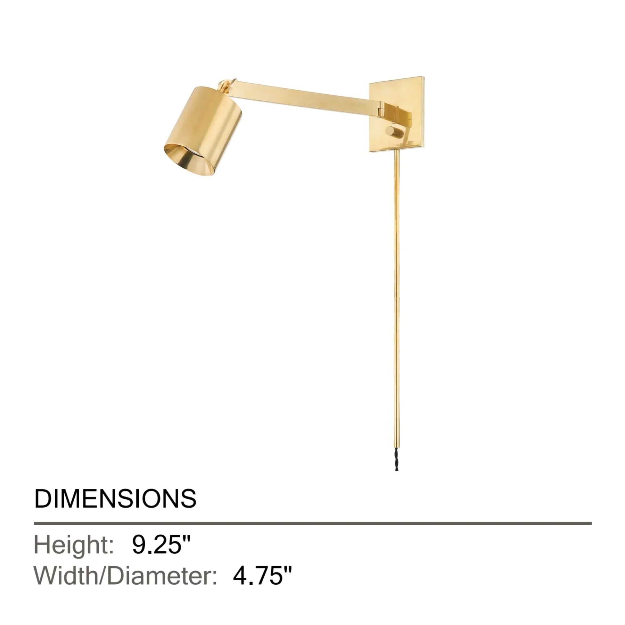 Highgrove 9" Plug-in Sconce, Aged Brass Finish