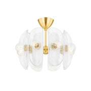 Hilo 22" 8-Light Semi Flush Mount, Aged Brass Finish