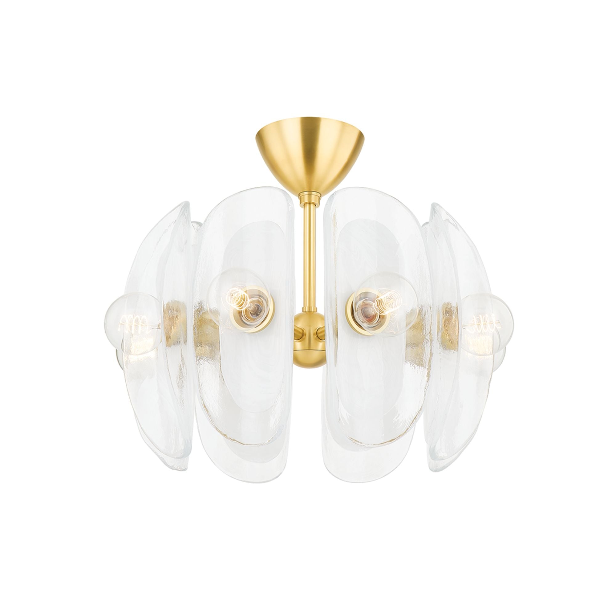 Hilo 22" 8 Lights Semi-Flush Mount Aged Brass Finish