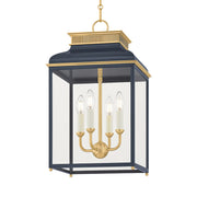 Houghton 22" 4-Light Lantern, Aged Brass/Distressed Bronze Finish