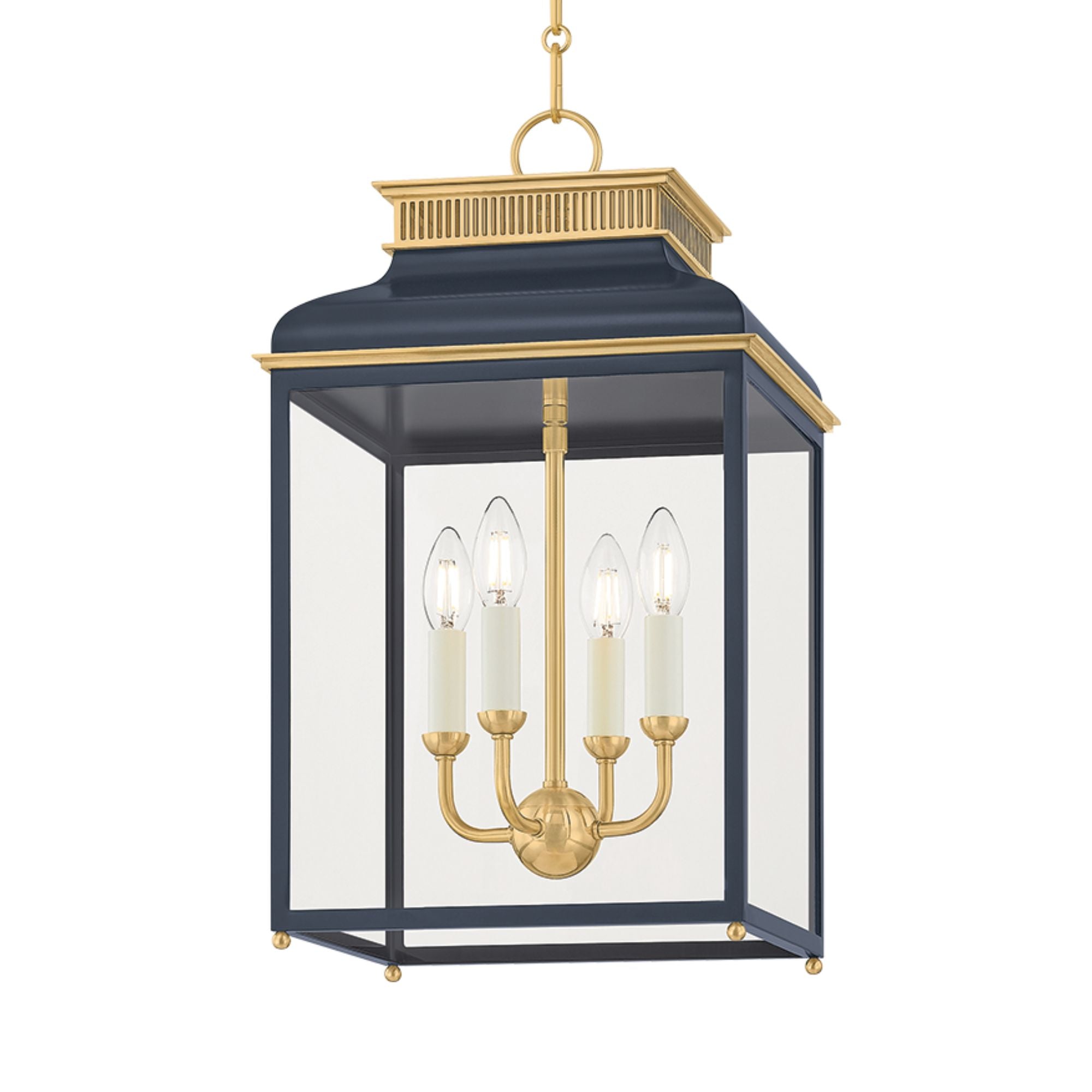Houghton 22" 4-Light Lantern, Aged Brass/Distressed Bronze Finish
