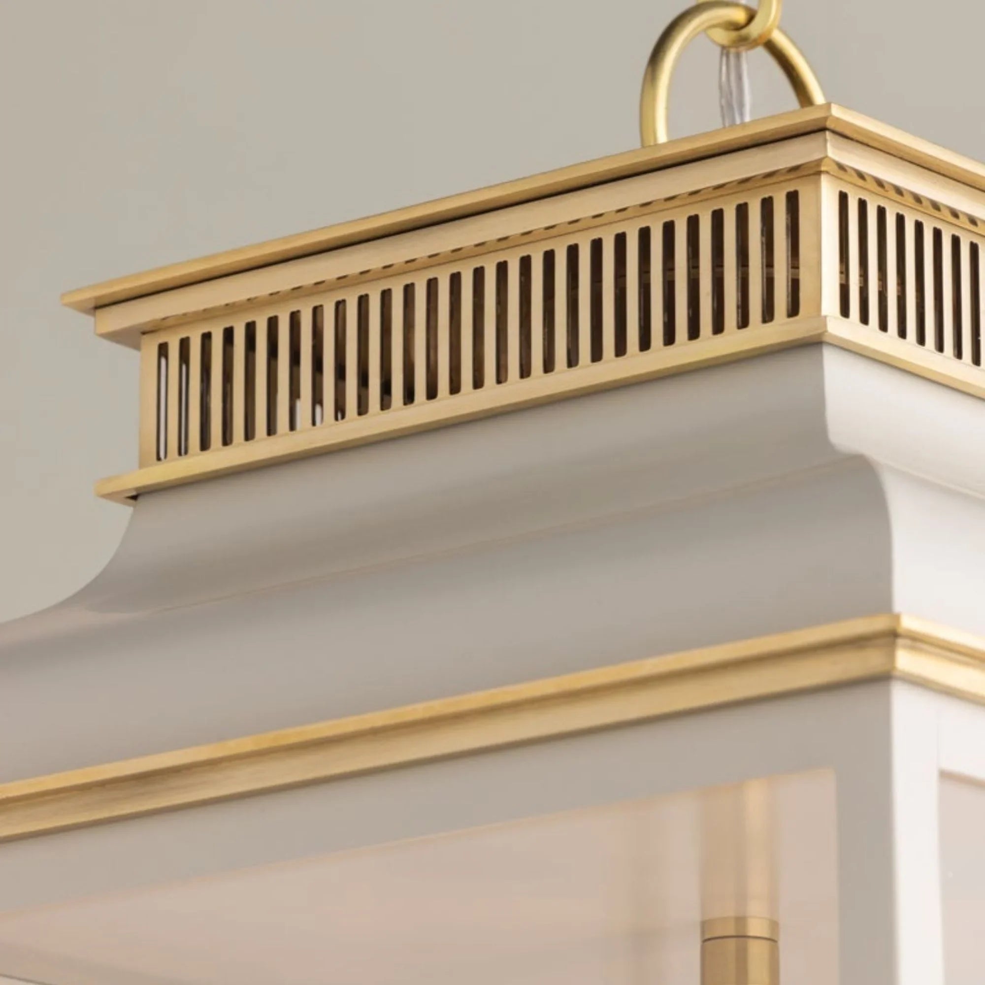 Houghton 22" 4-Light Lantern, Aged Brass/Off-White Finish