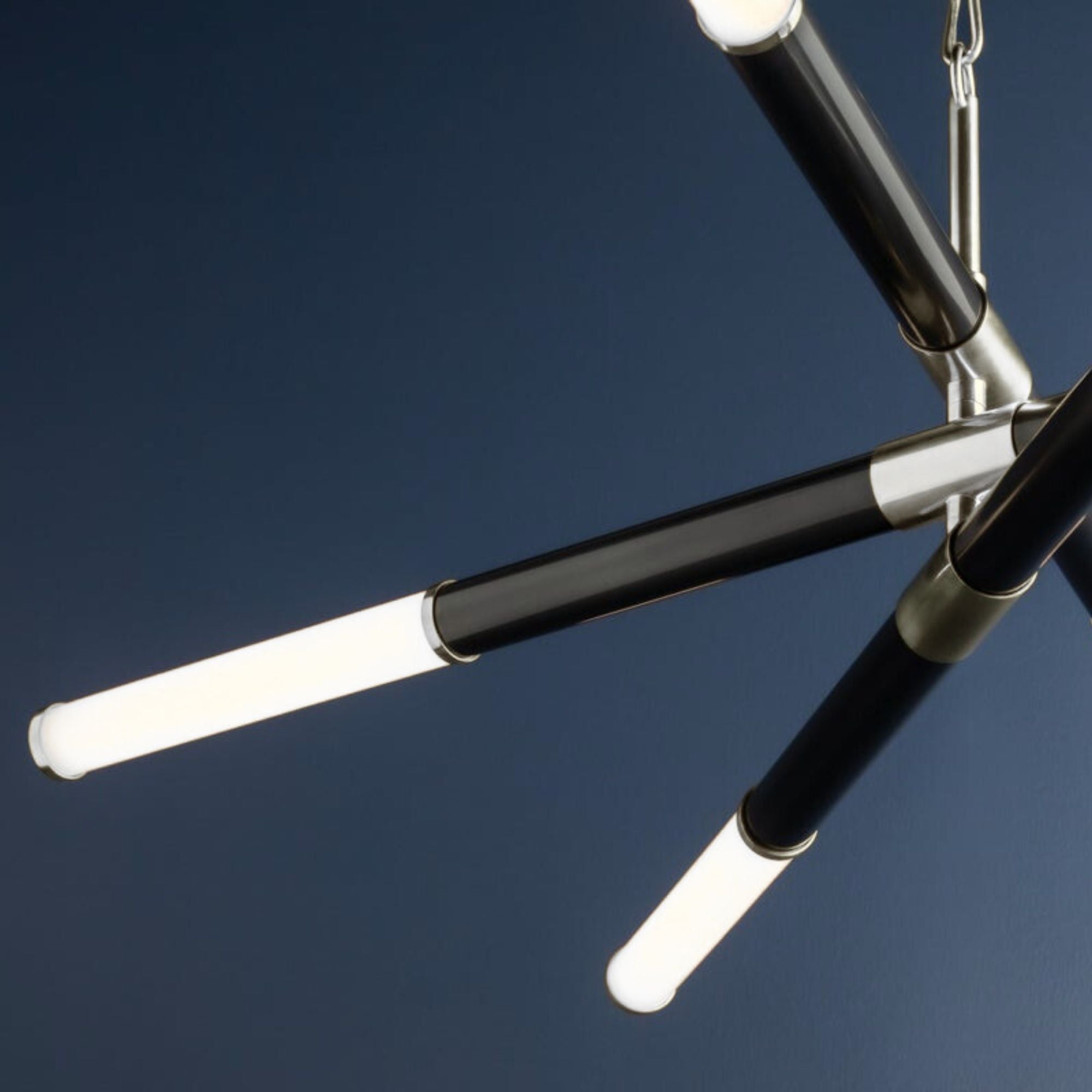 Huntington 60" LED Chandelier, Polished Nickel/Black Finish