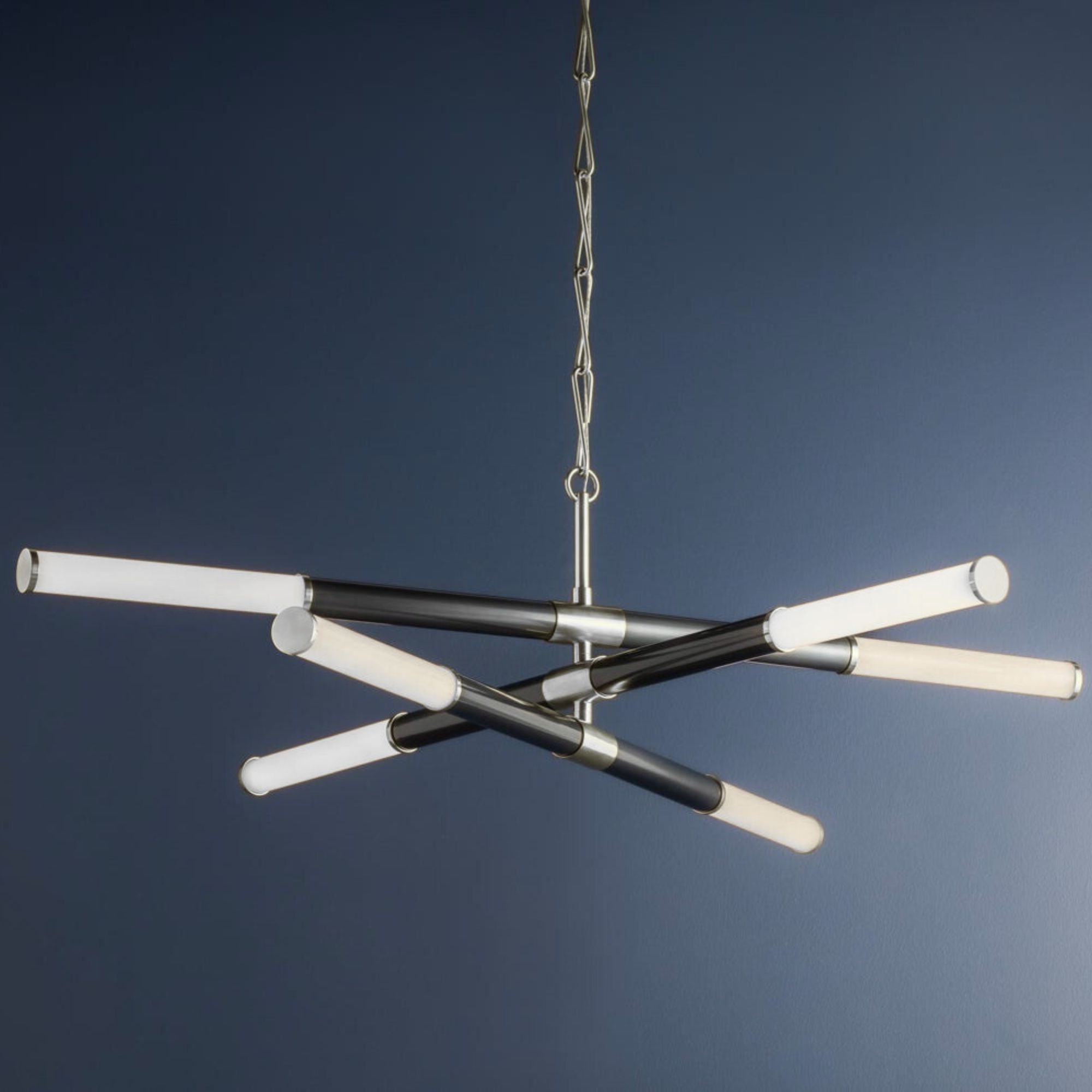 Huntington 60" LED Chandelier, Polished Nickel/Black Finish