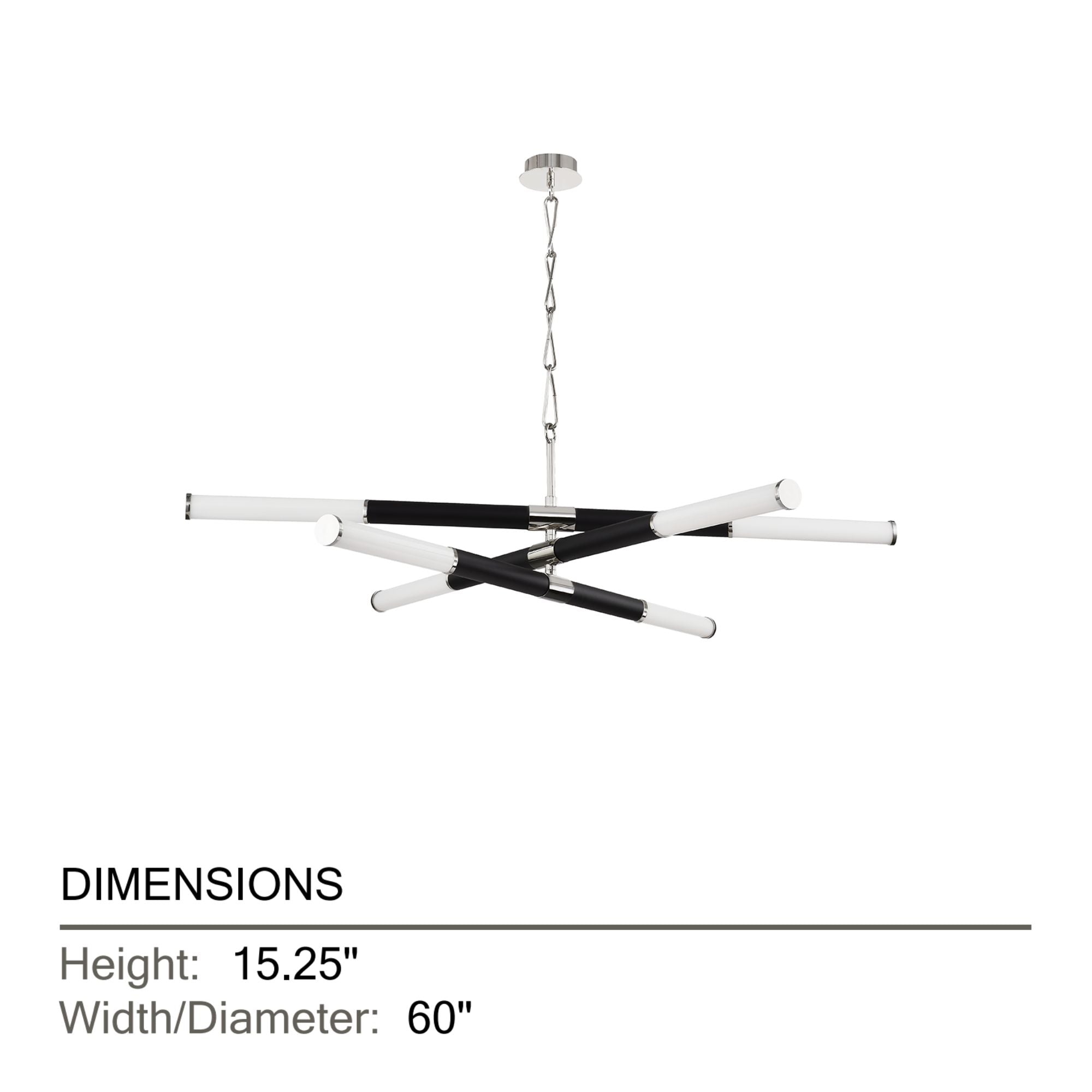 Huntington 60" LED Chandelier, Polished Nickel/Black Finish