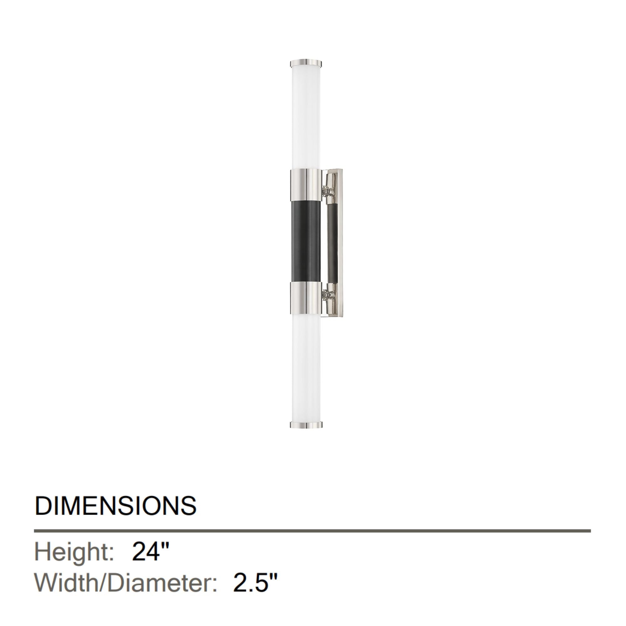 Huntington 24" LED Wall Sconce, Polished Nickel/Black Finish