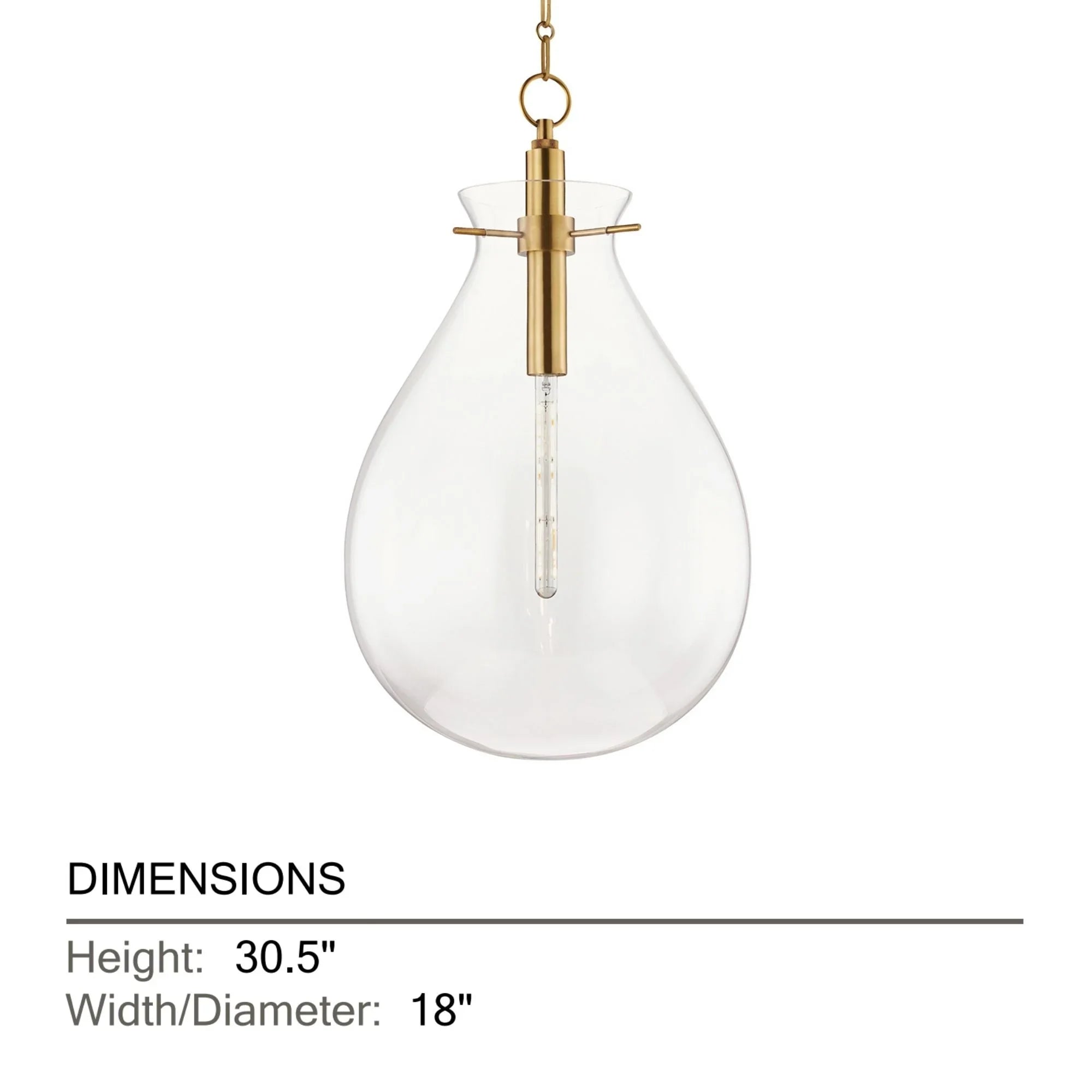 Ivy 31" Pendant, Aged Brass Finish