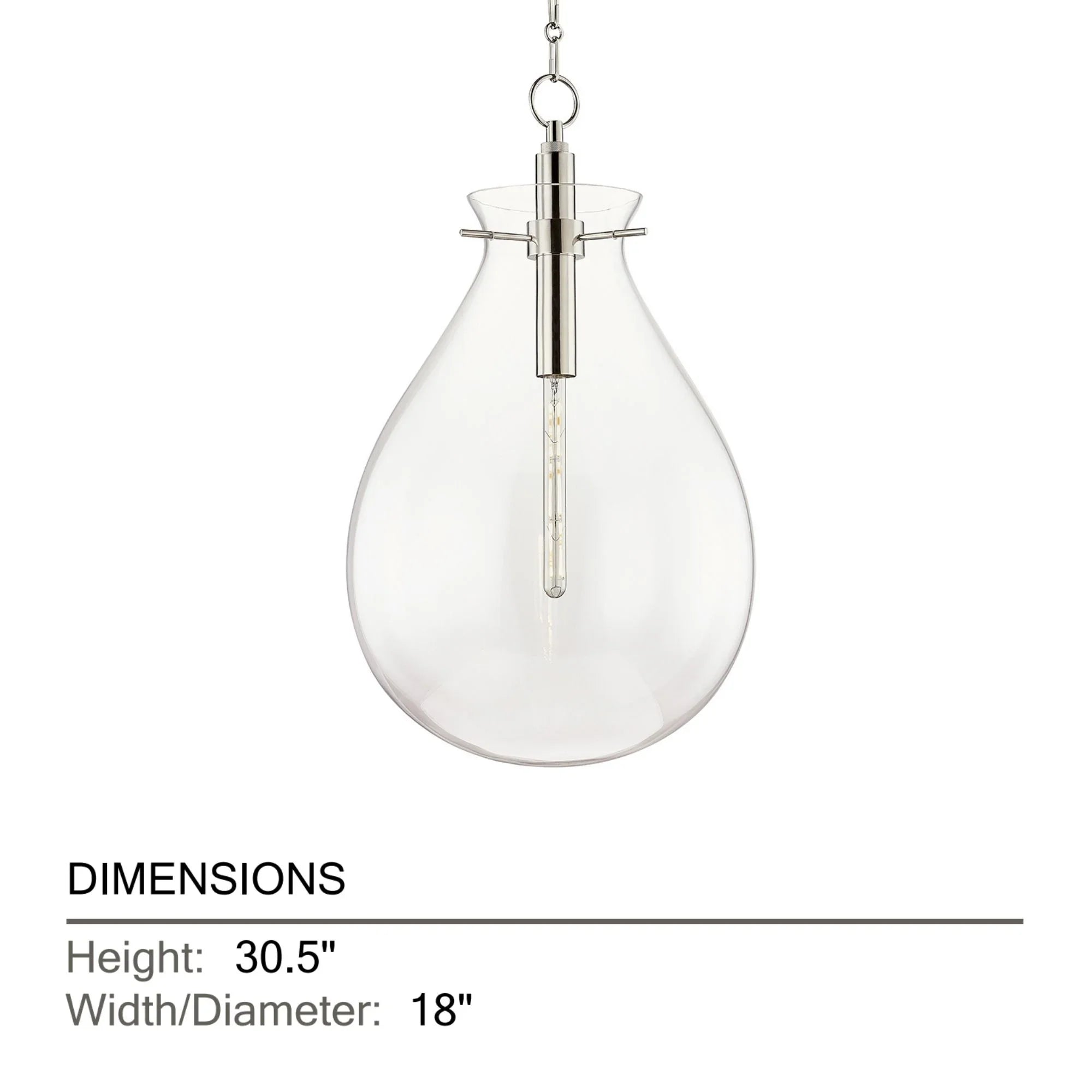 Ivy 31" Pendant, Polished Nickel Finish