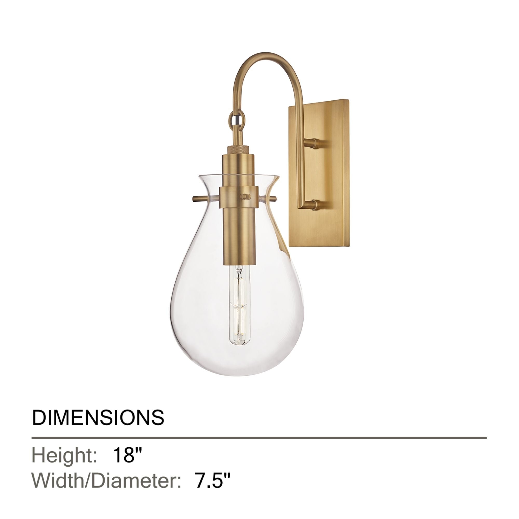 Ivy 18" Wall Sconce, Aged Brass Finish
