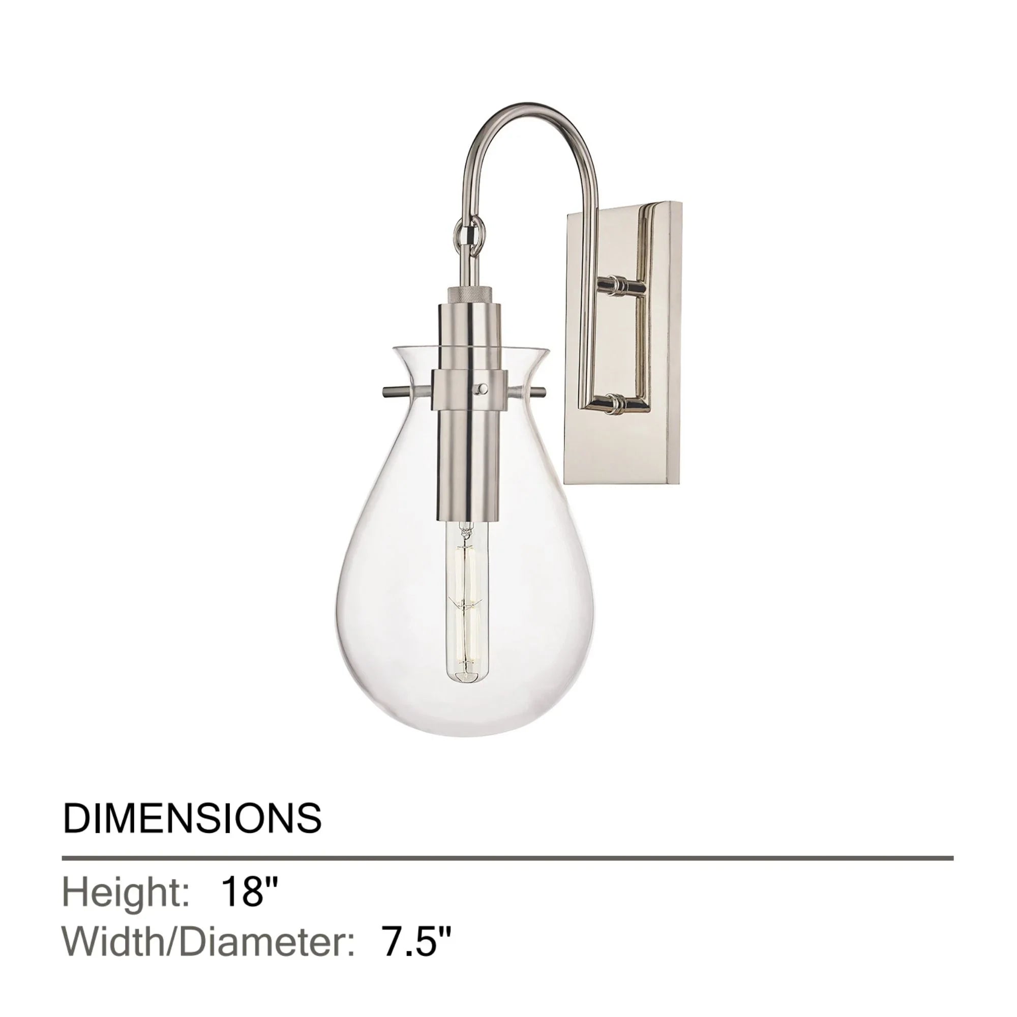 Ivy 18" Wall Sconce, Polished Nickel Finish