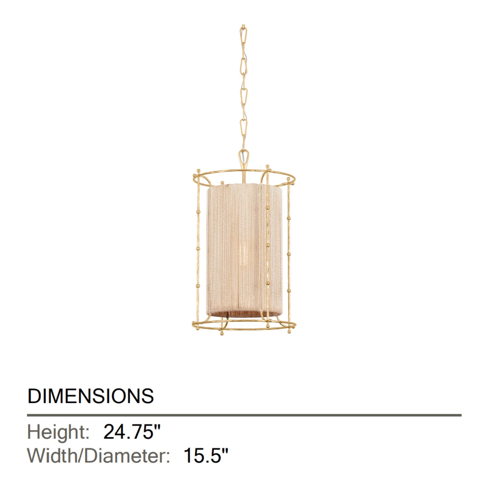 Jones Point 25" Lantern, Vintage Gold Leaf Finish