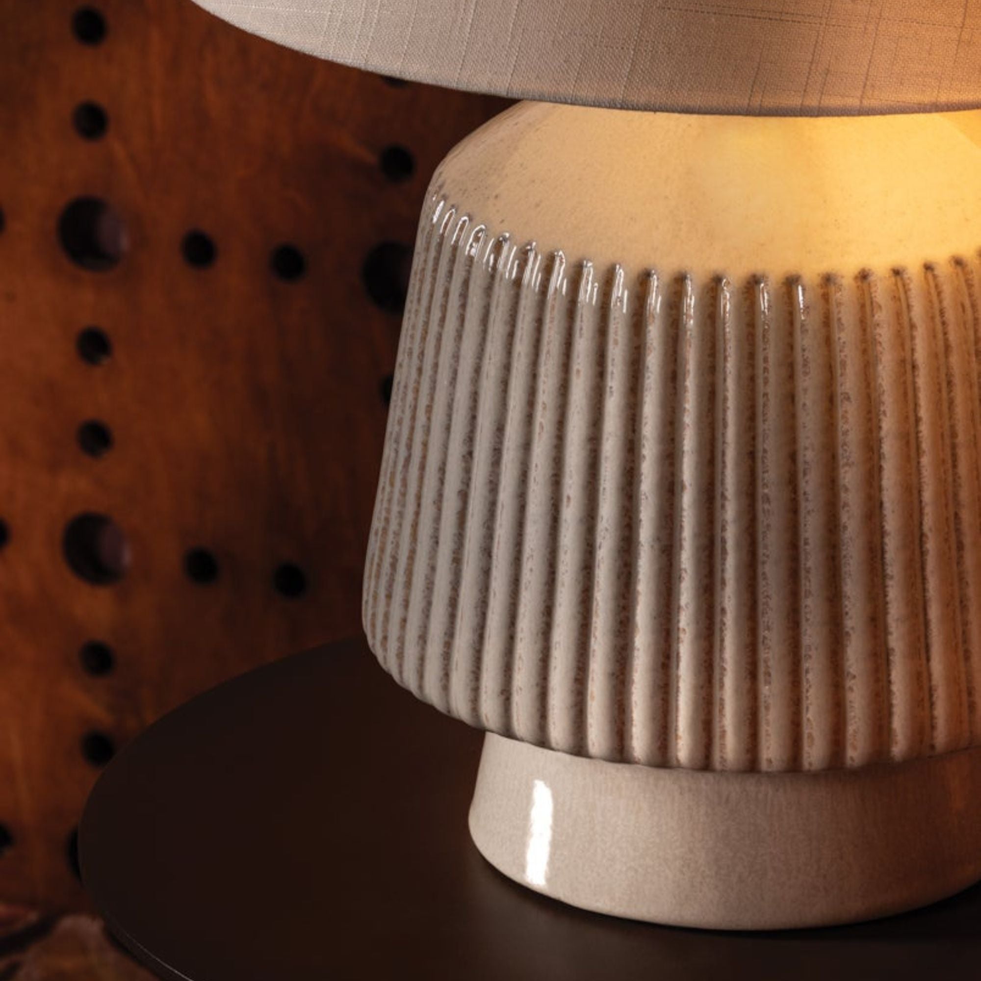 King 28" Table Lamp, Aged Brass/Ceramic Coccon Finish