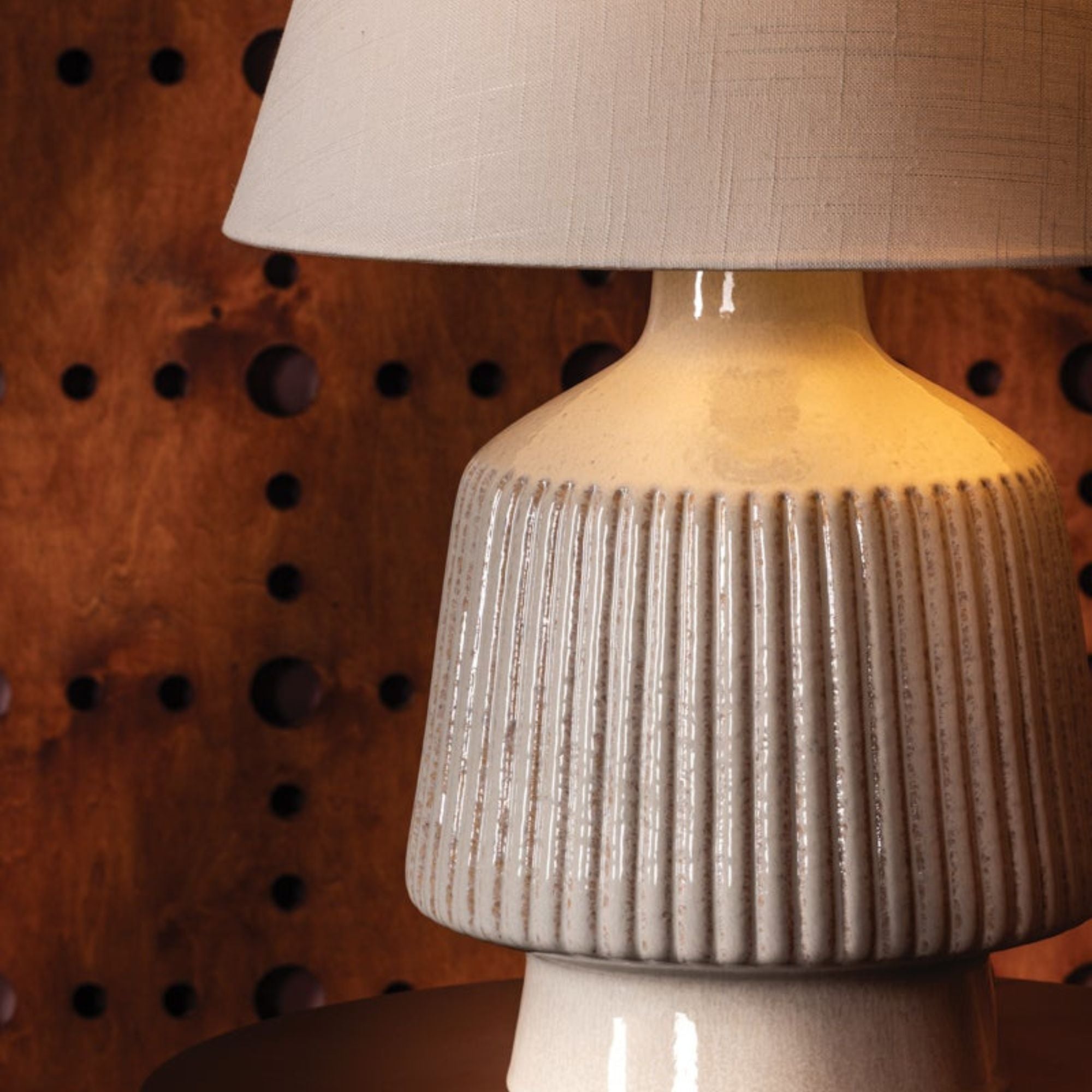 King 28" Table Lamp, Aged Brass/Ceramic Coccon Finish