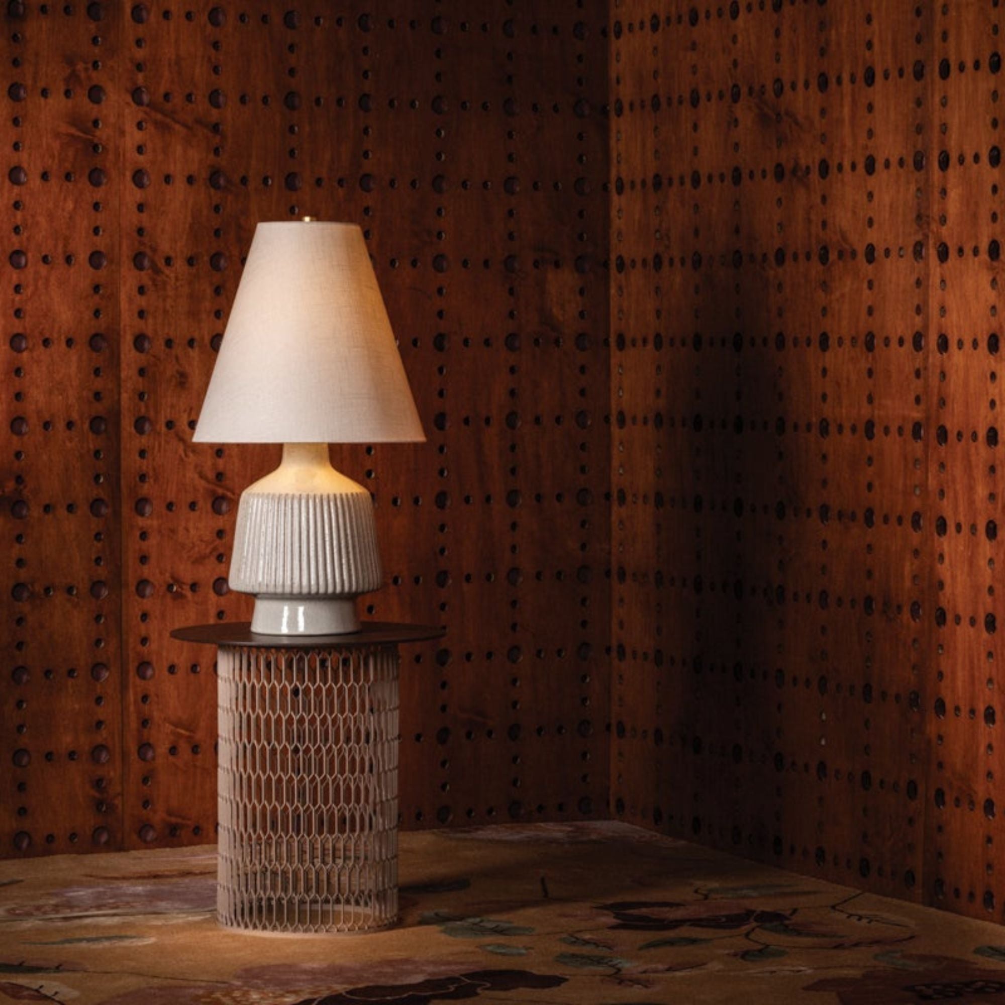 King 28" Table Lamp, Aged Brass/Ceramic Coccon Finish