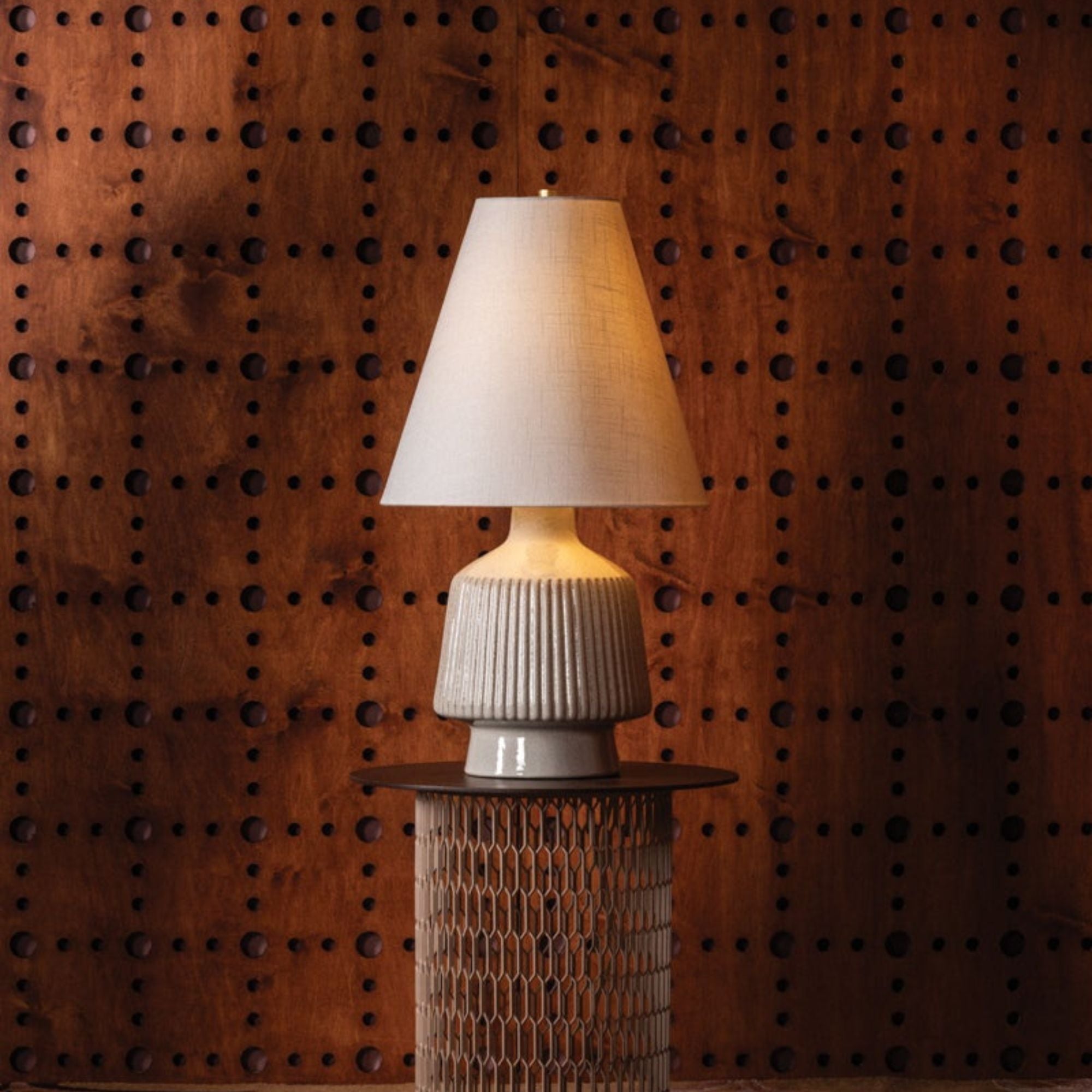 King 28" Table Lamp, Aged Brass/Ceramic Coccon Finish