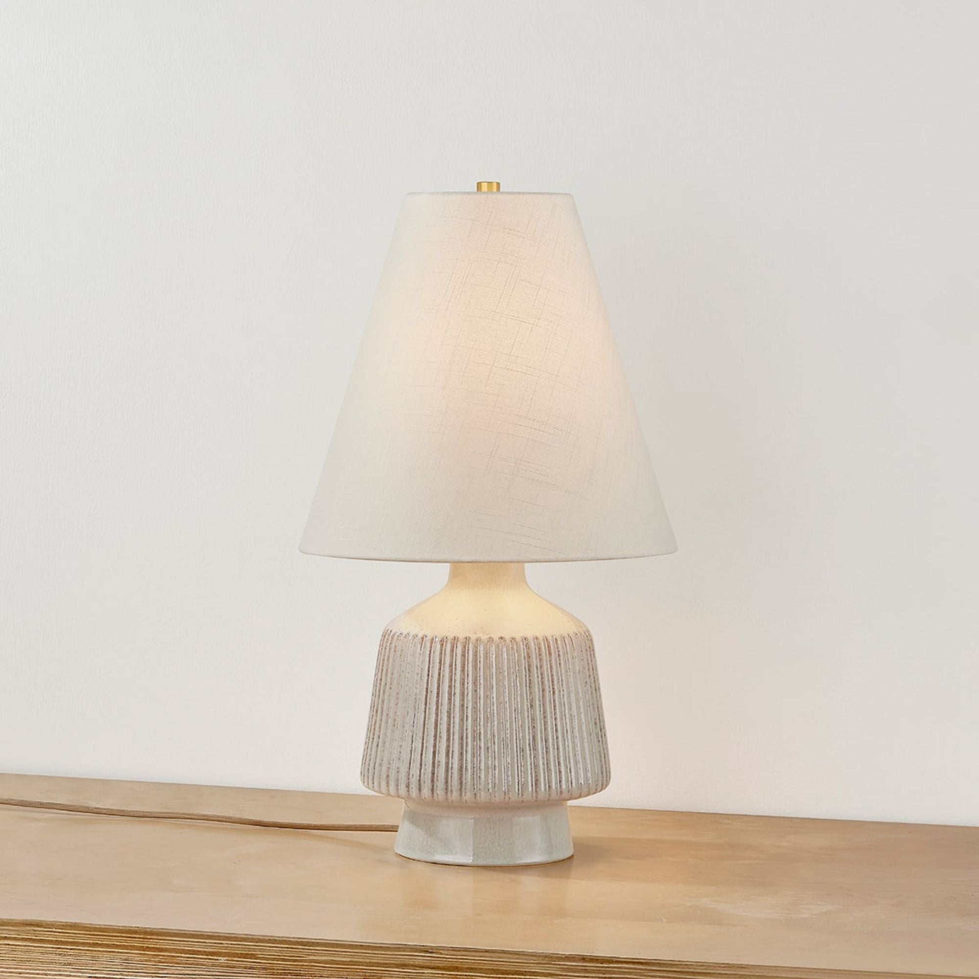 King 28" Table Lamp, Aged Brass/Ceramic Coccon Finish
