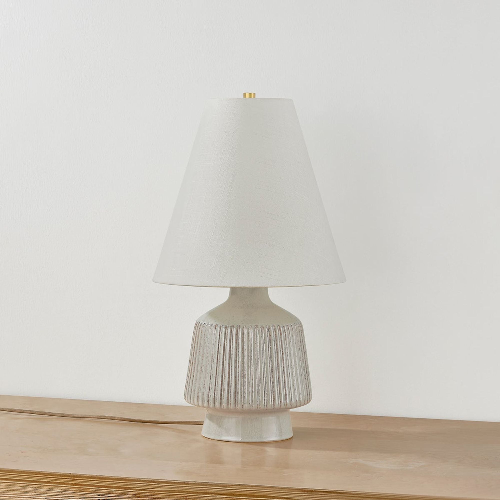 King 28" Table Lamp, Aged Brass/Ceramic Coccon Finish