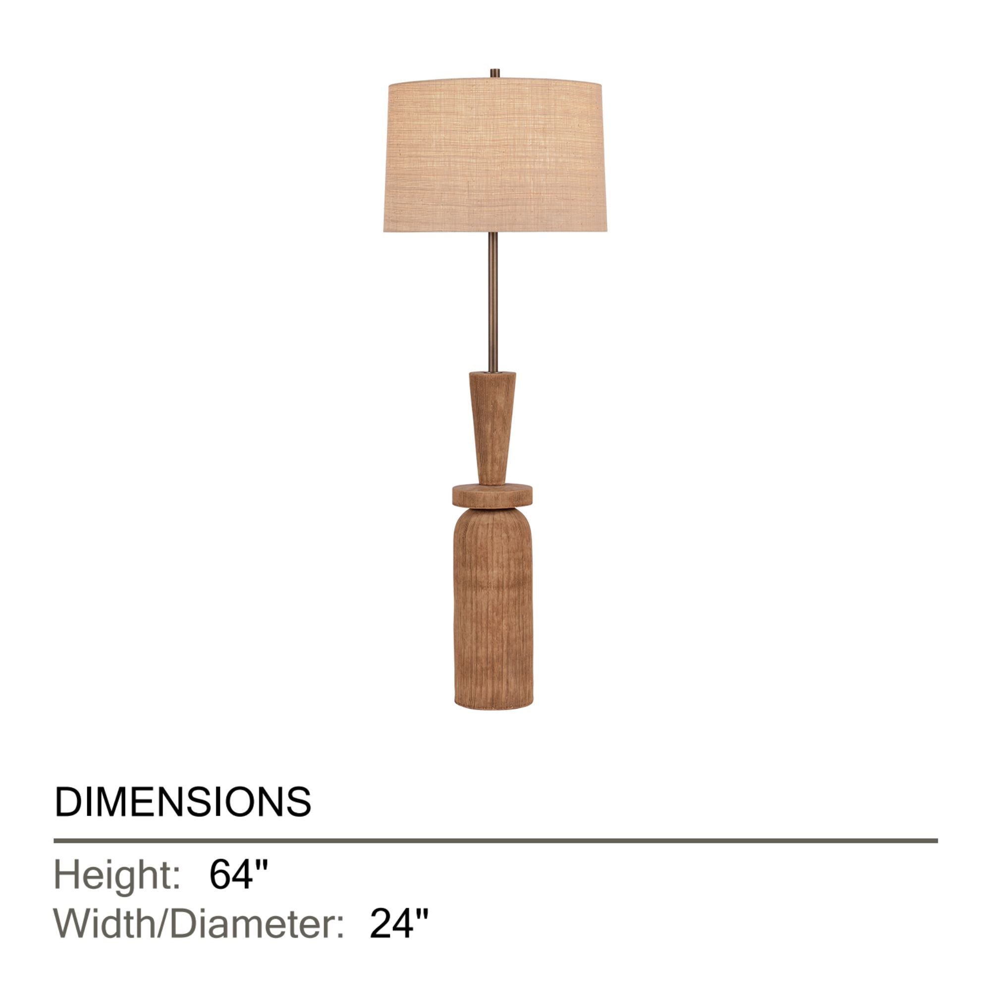 Kinloch 64" Floor Lamp, Bronze Leaf/Ceramic Ash Brown Finish