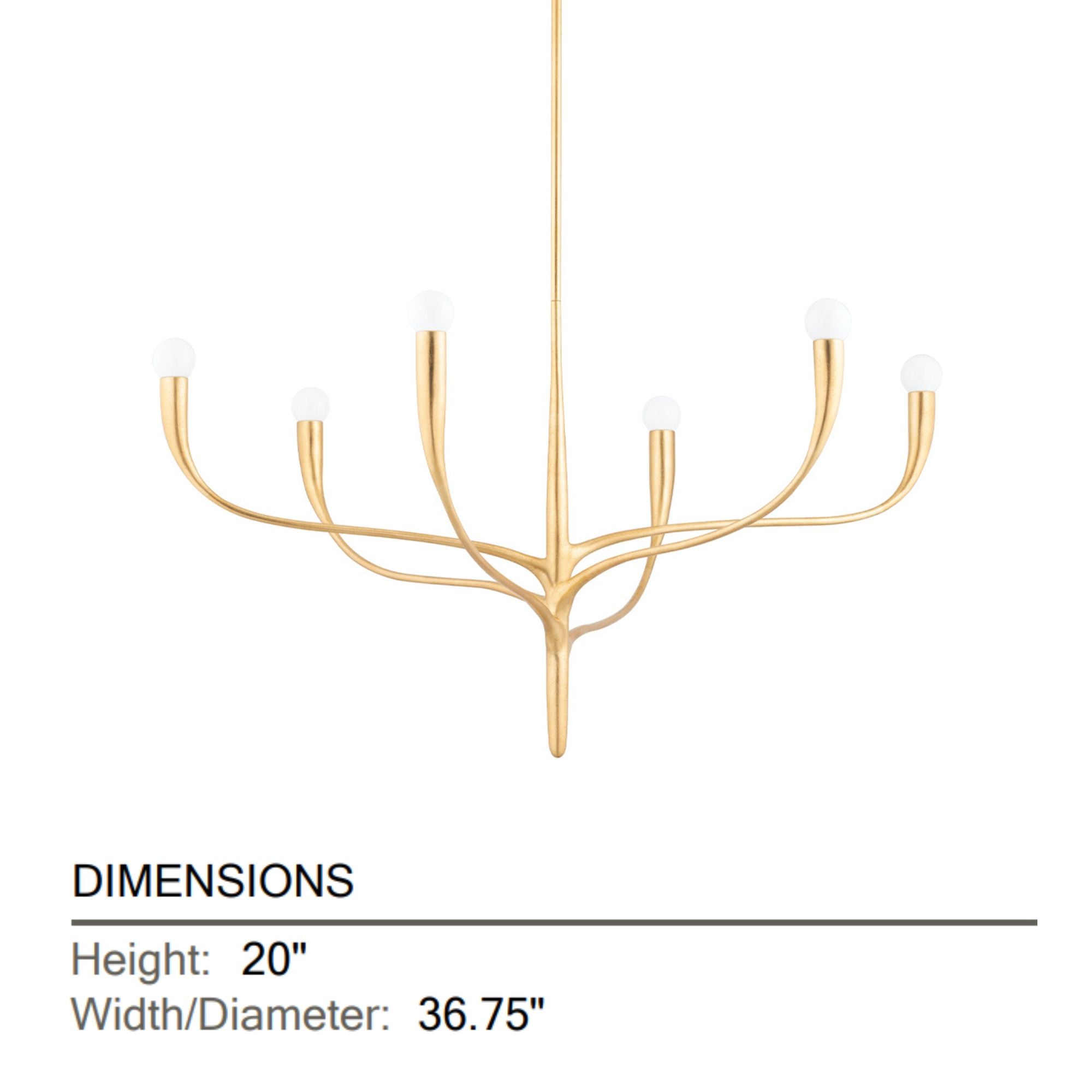 Labra 37" 6-Light Chandelier, Vintage Gold Leaf Finish