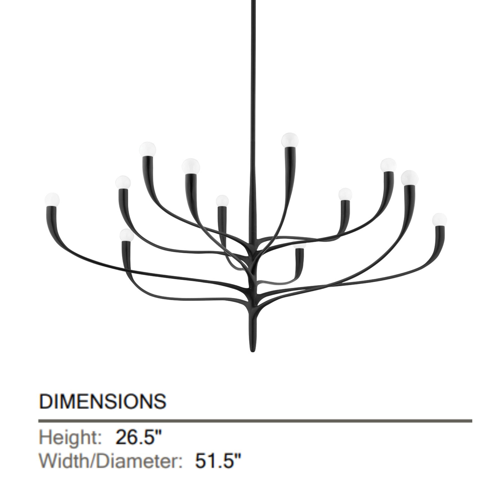 Labra 52" 12-Light Chandelier, Aged Iron Finish