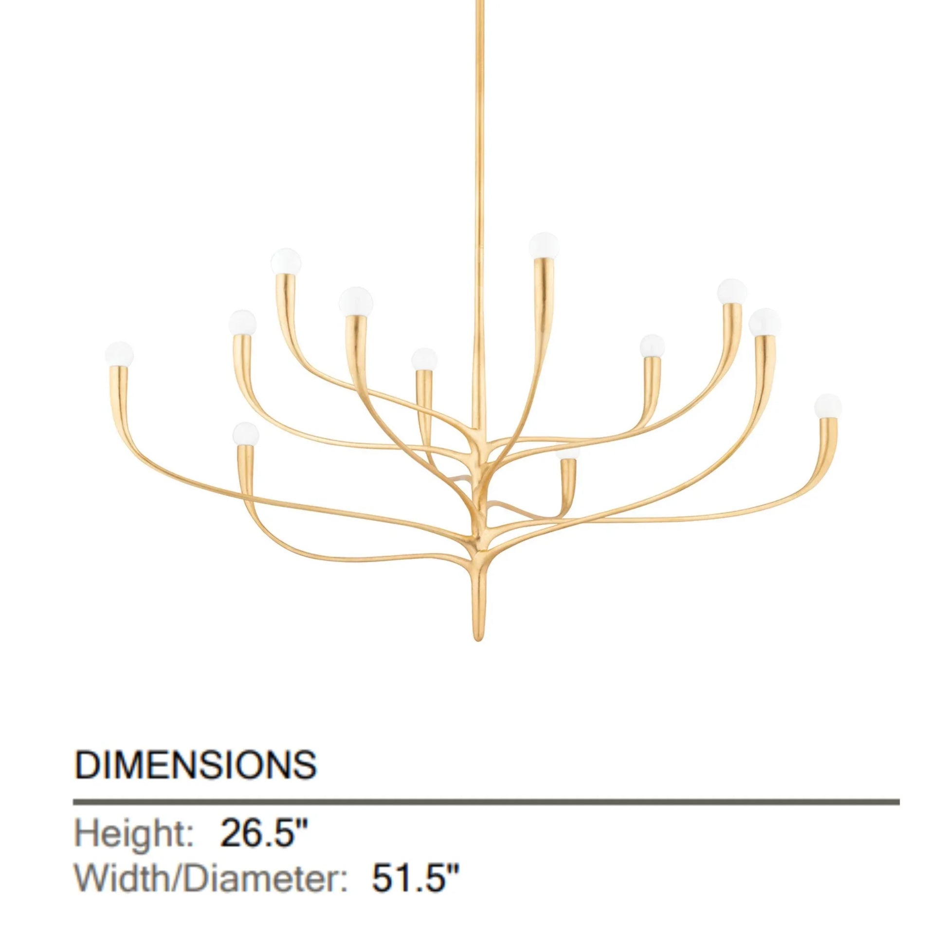 Hudson Valley Lighting - Labra 52" 12-Light Chandelier, Vintage Gold Leaf Finish | Bees Lighting
