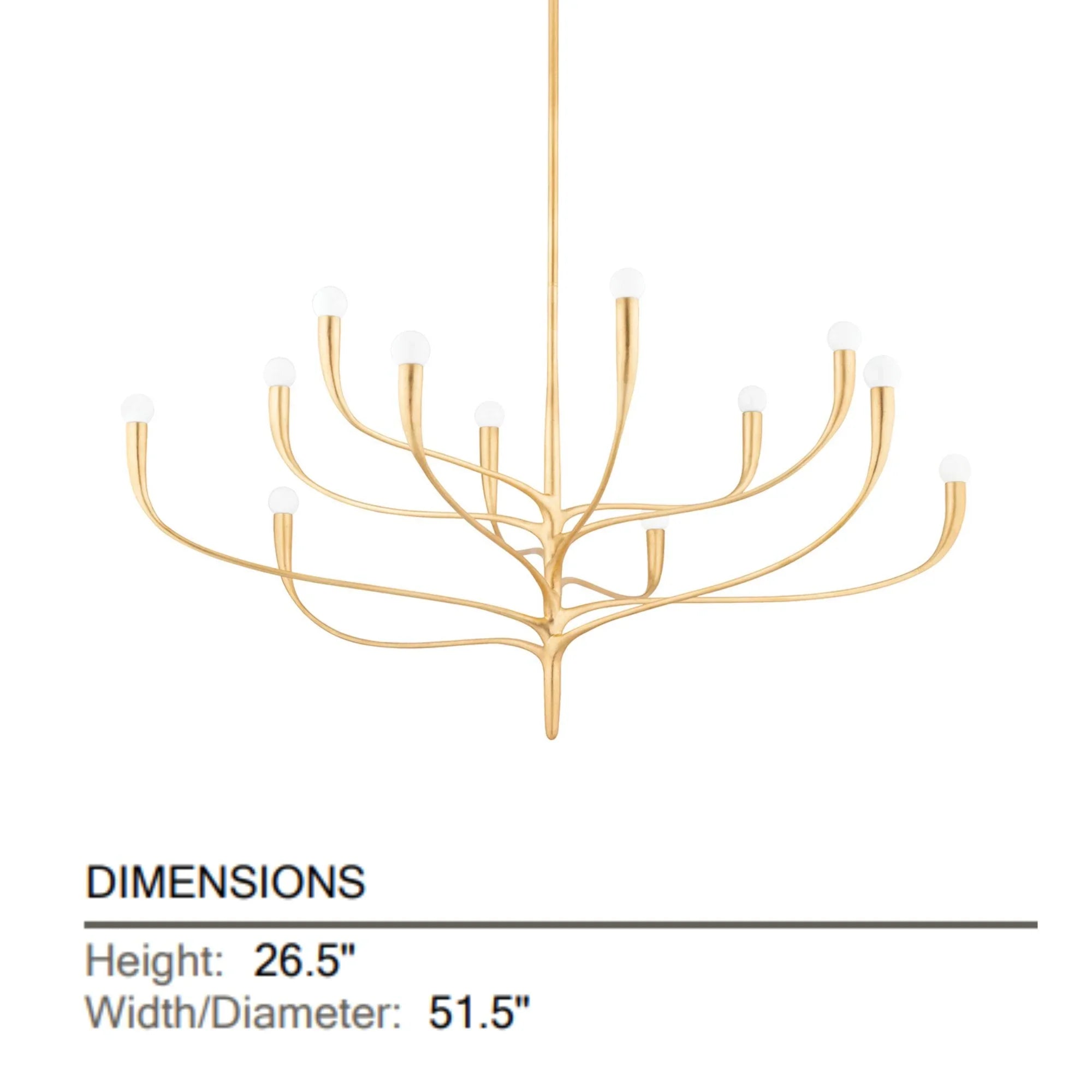 Hudson Valley Lighting - Labra 52" 12-Light Chandelier, Vintage Gold Leaf Finish | Bees Lighting