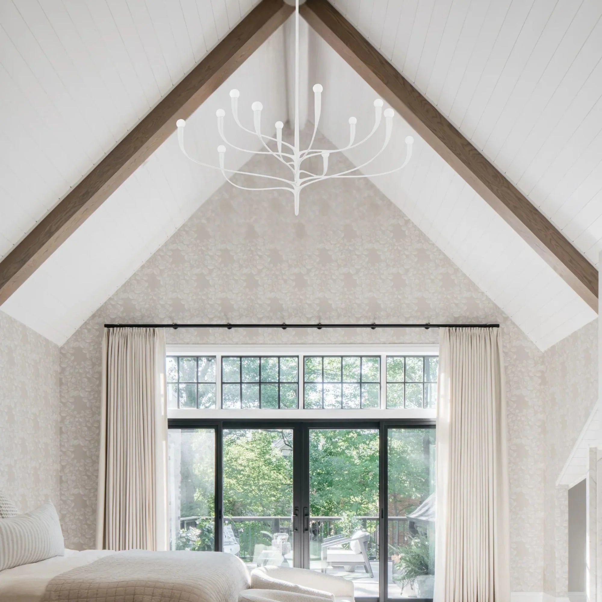 Labra 52" 12-Light Chandelier, White Plaster Finish
