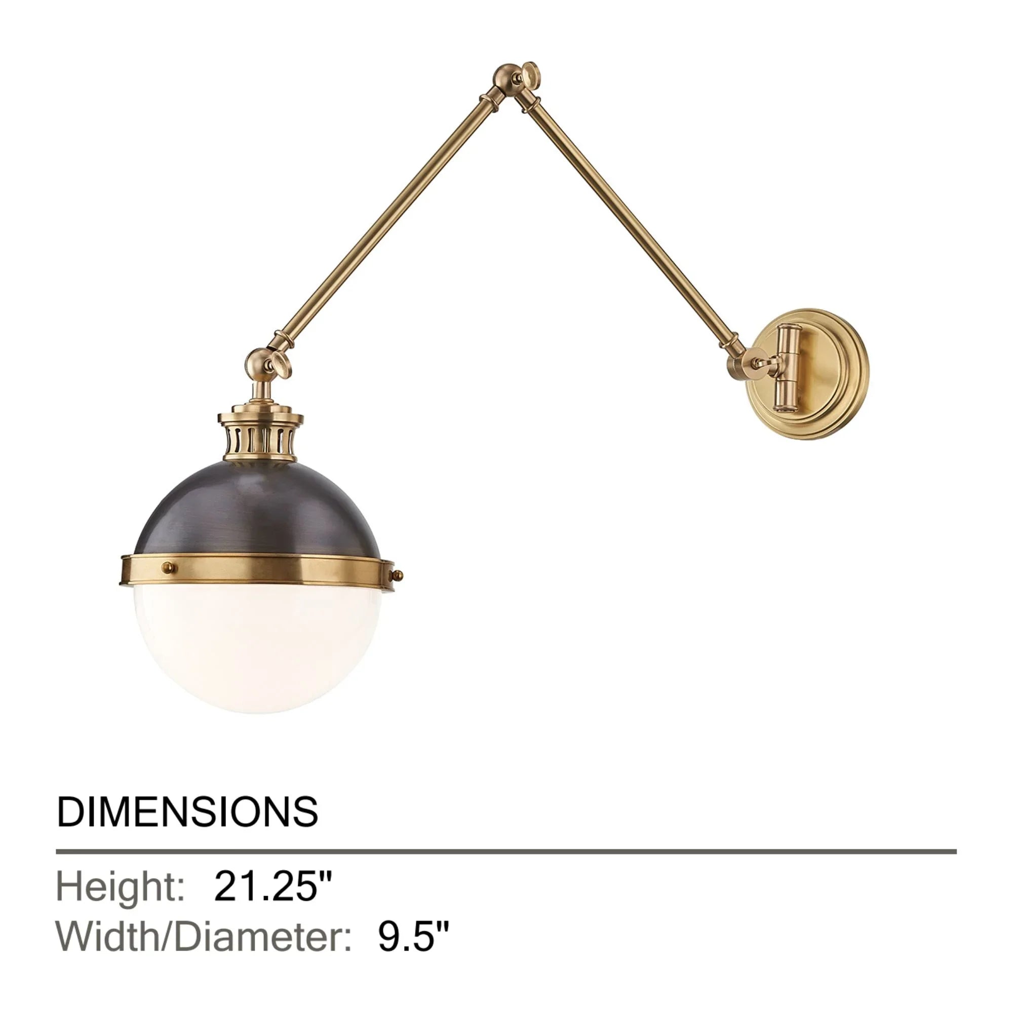 Latham 21" Swing Arm Lamp, Aged/Antique Distressed Bronze Finish