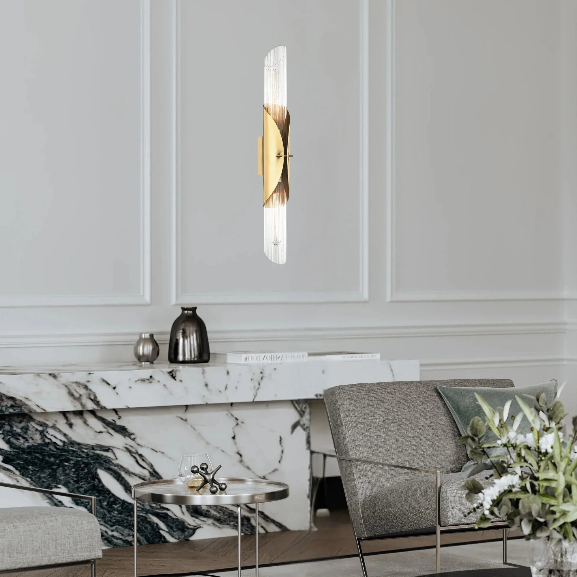 Lefferts 26" 2-Light Wall Sconce, Aged Brass Finish