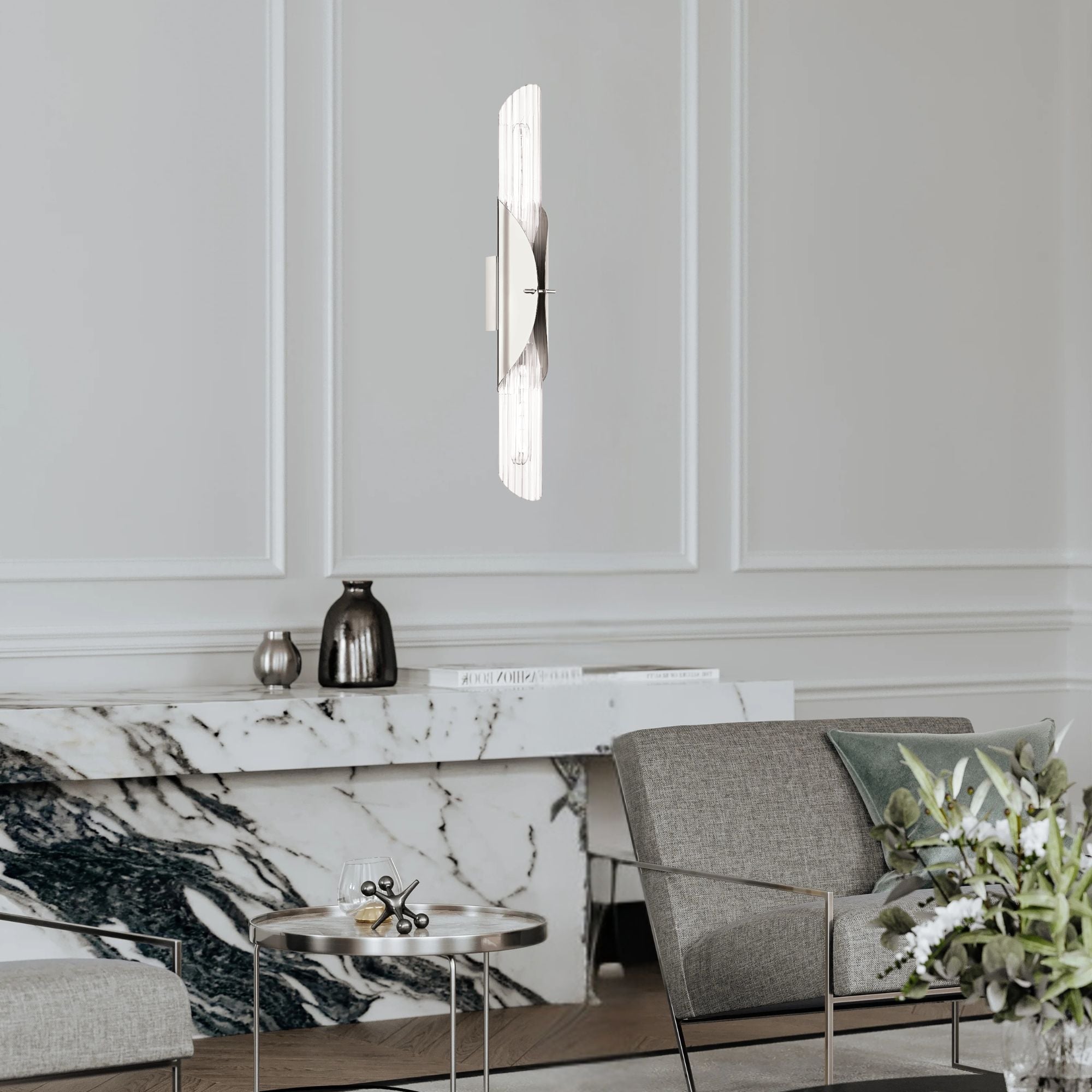 Lefferts 26" 2-Light Wall Sconce, Polished Nickel Finish