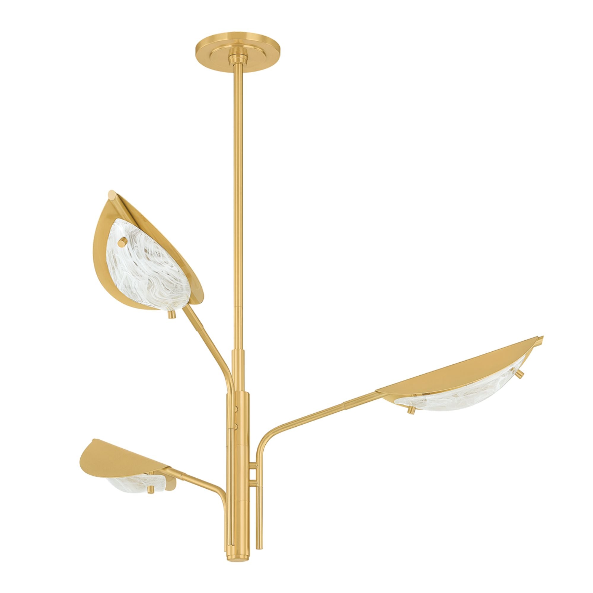 Levin 40" 3-Light Chandelier, Aged Brass Finish