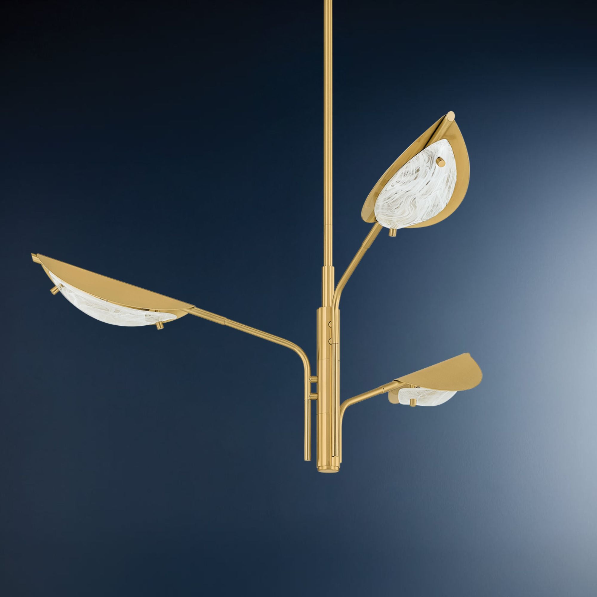 Levin 40" 3-Light Chandelier, Aged Brass Finish