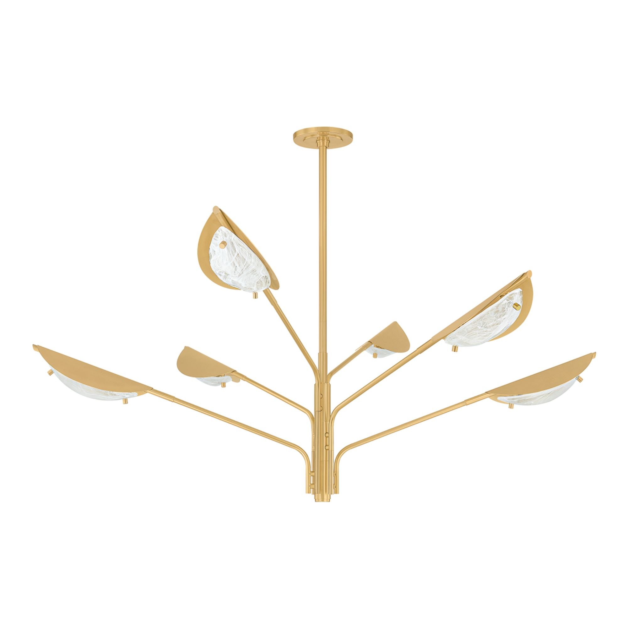 Levin 54" 6-Light Chandelier, Aged Brass Finish