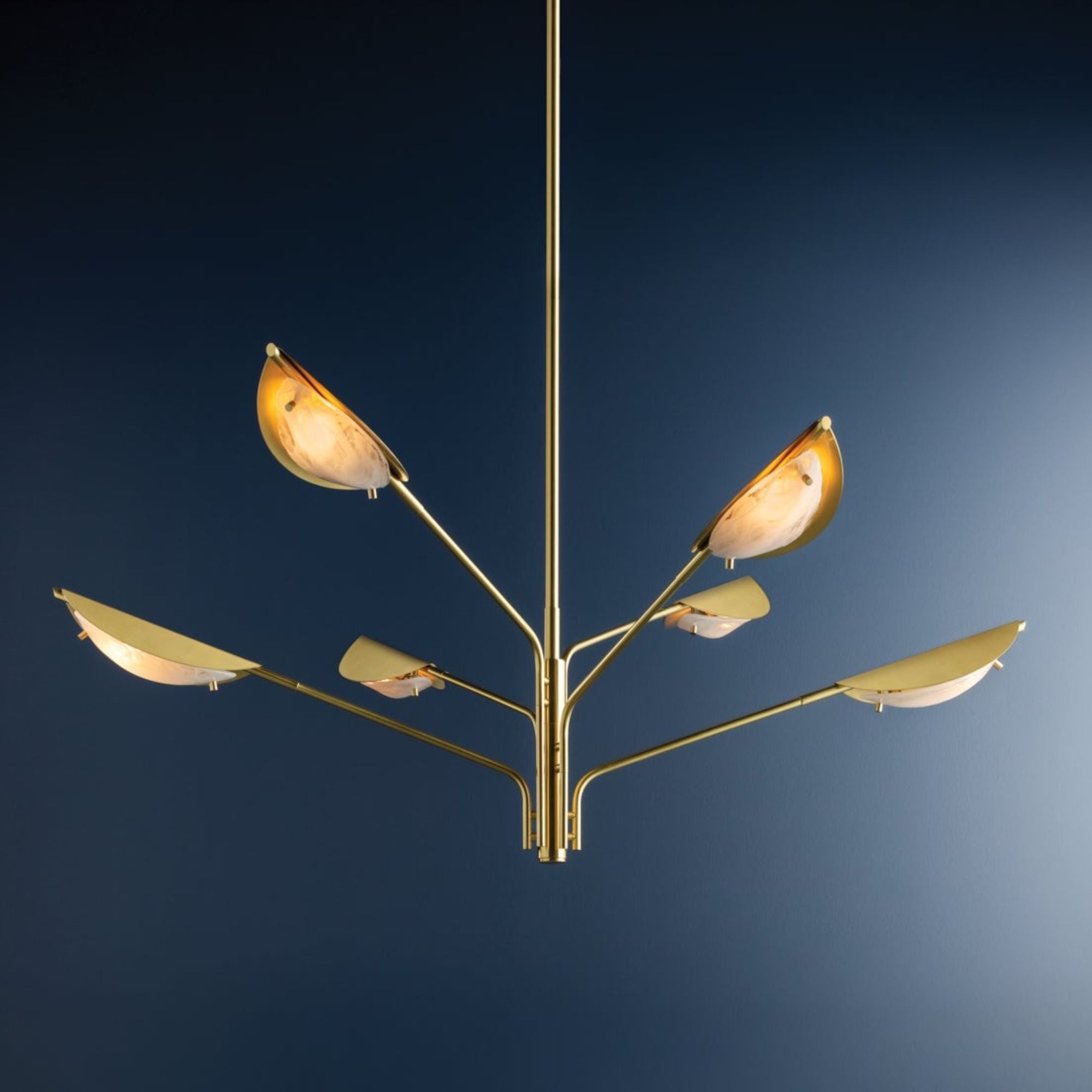 Levin 54" 6-Light Chandelier, Aged Brass Finish