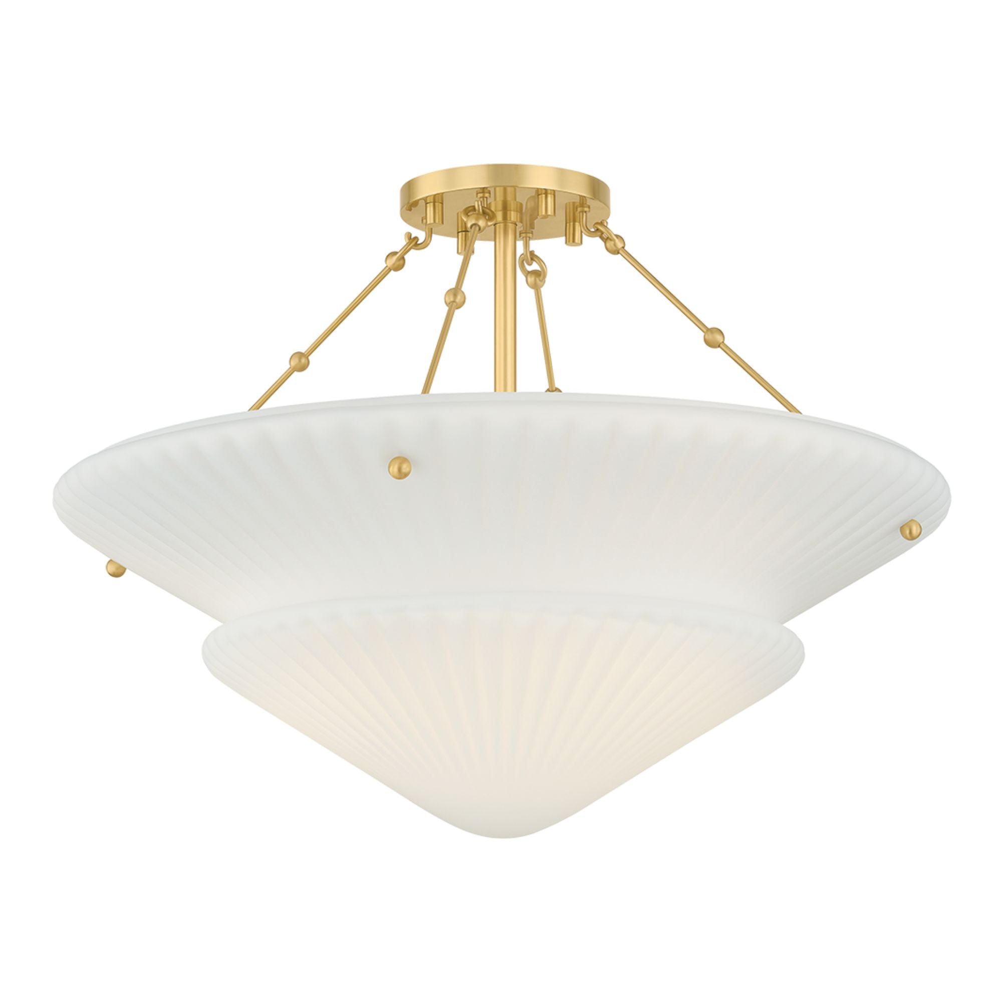Loburn 20" 3-Light Semi Flush Mount, Aged Brass Finish