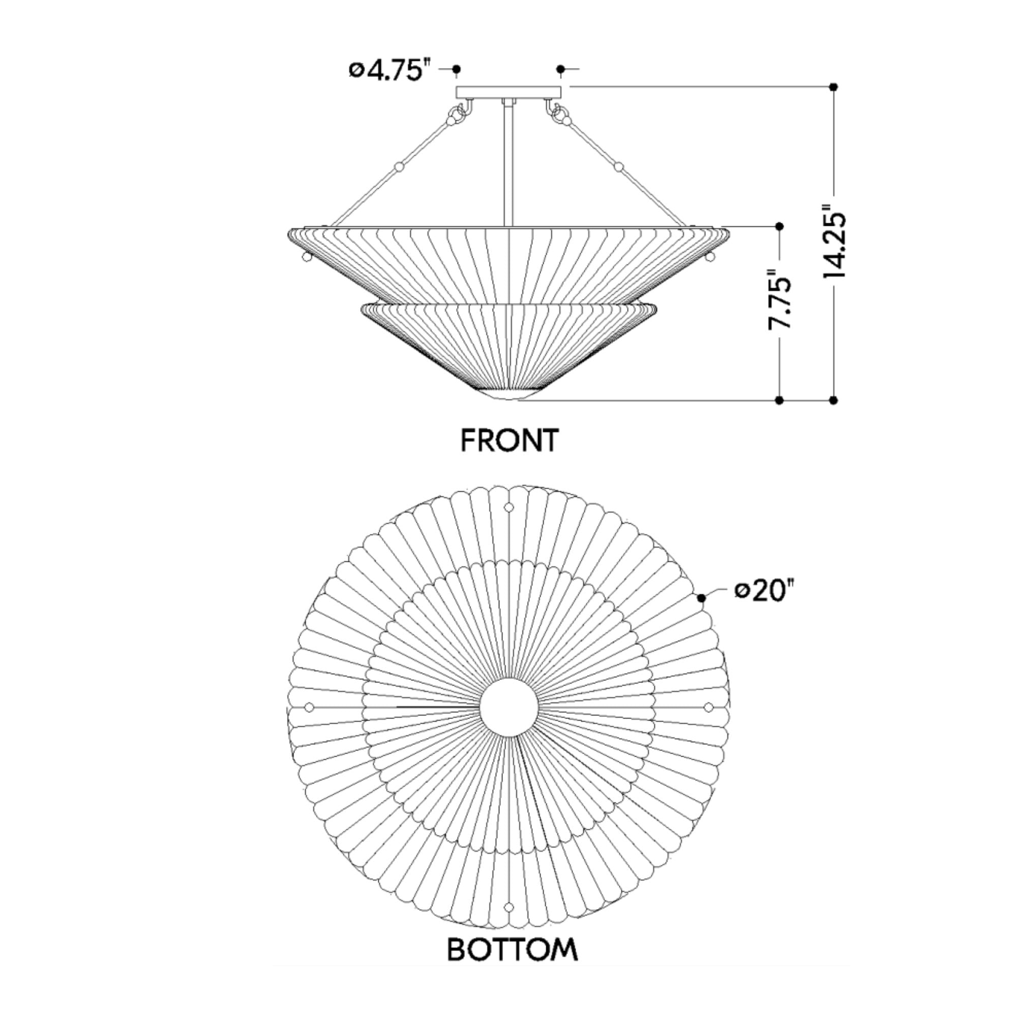 Loburn 20" 3-Light Semi Flush Mount, Aged Brass Finish