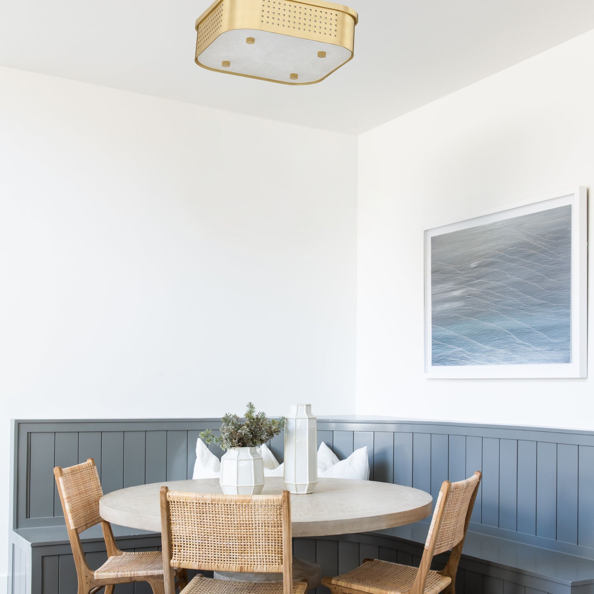Madison Square 13" LED Flush Mount, Aged Brass Finish