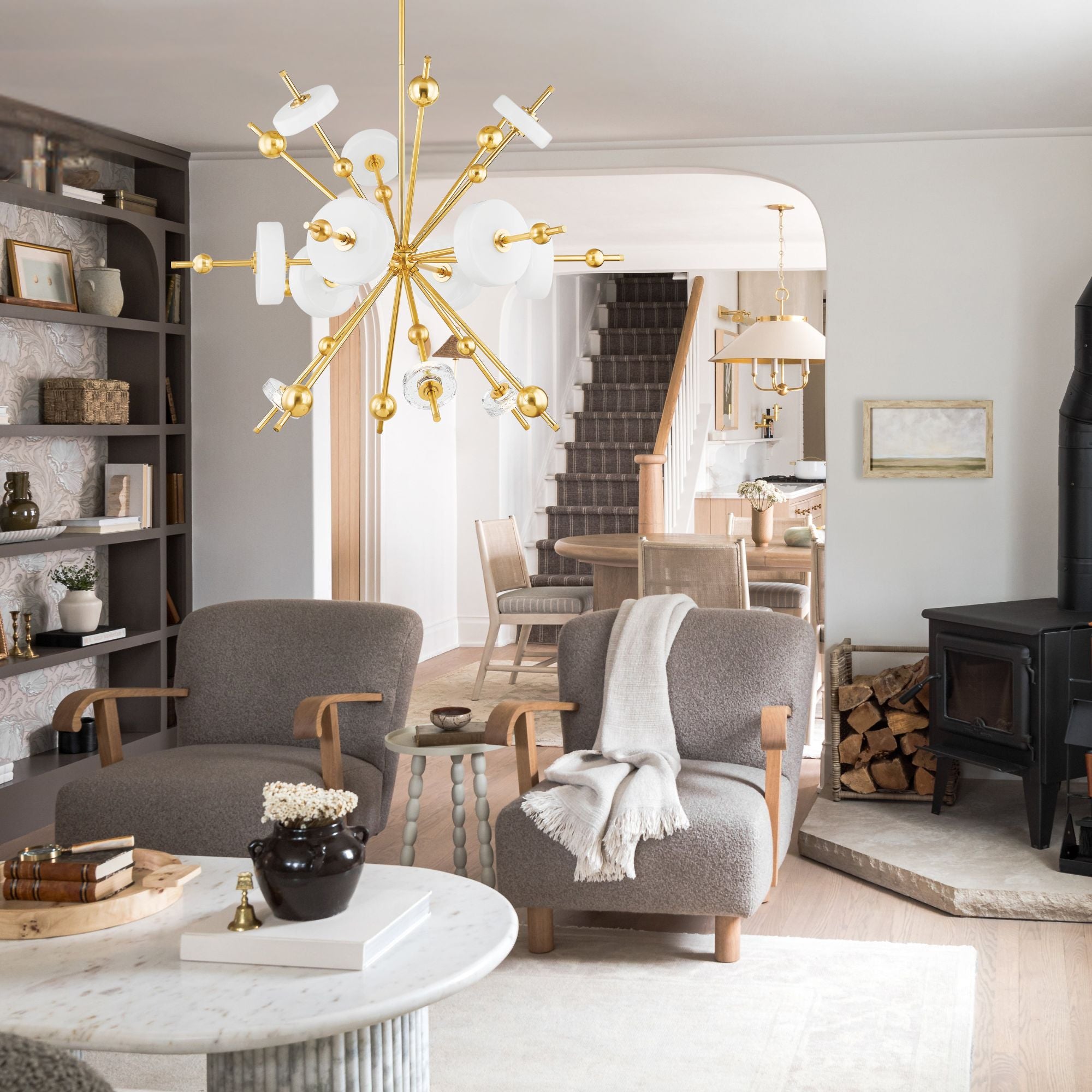 Maynard 45" LED Chandelier, Aged Brass Finish