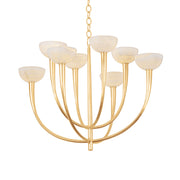 Hudson Valley Maywood 33.5 in. 8-Light Chandelier, Vintage Gold Leaf with Onyx Shades