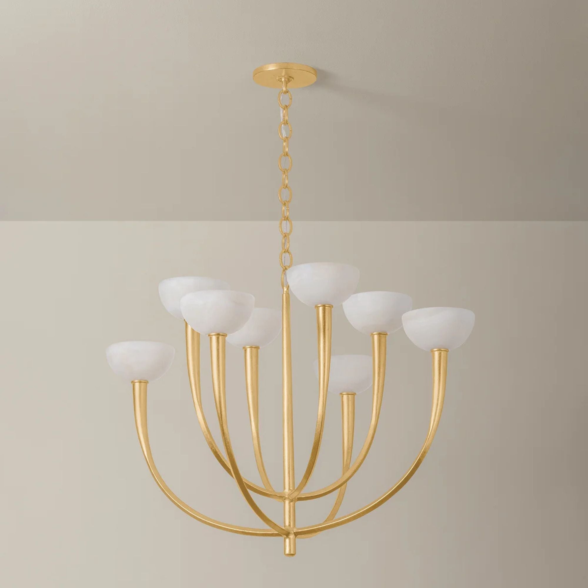 Hudson Valley Maywood 33.5 in. 8-Light Chandelier, Vintage Gold Leaf with Onyx Shades