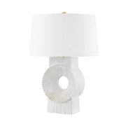 Milner 26" Table Lamp, Aged Brass/Whitewash Ceramic Finish